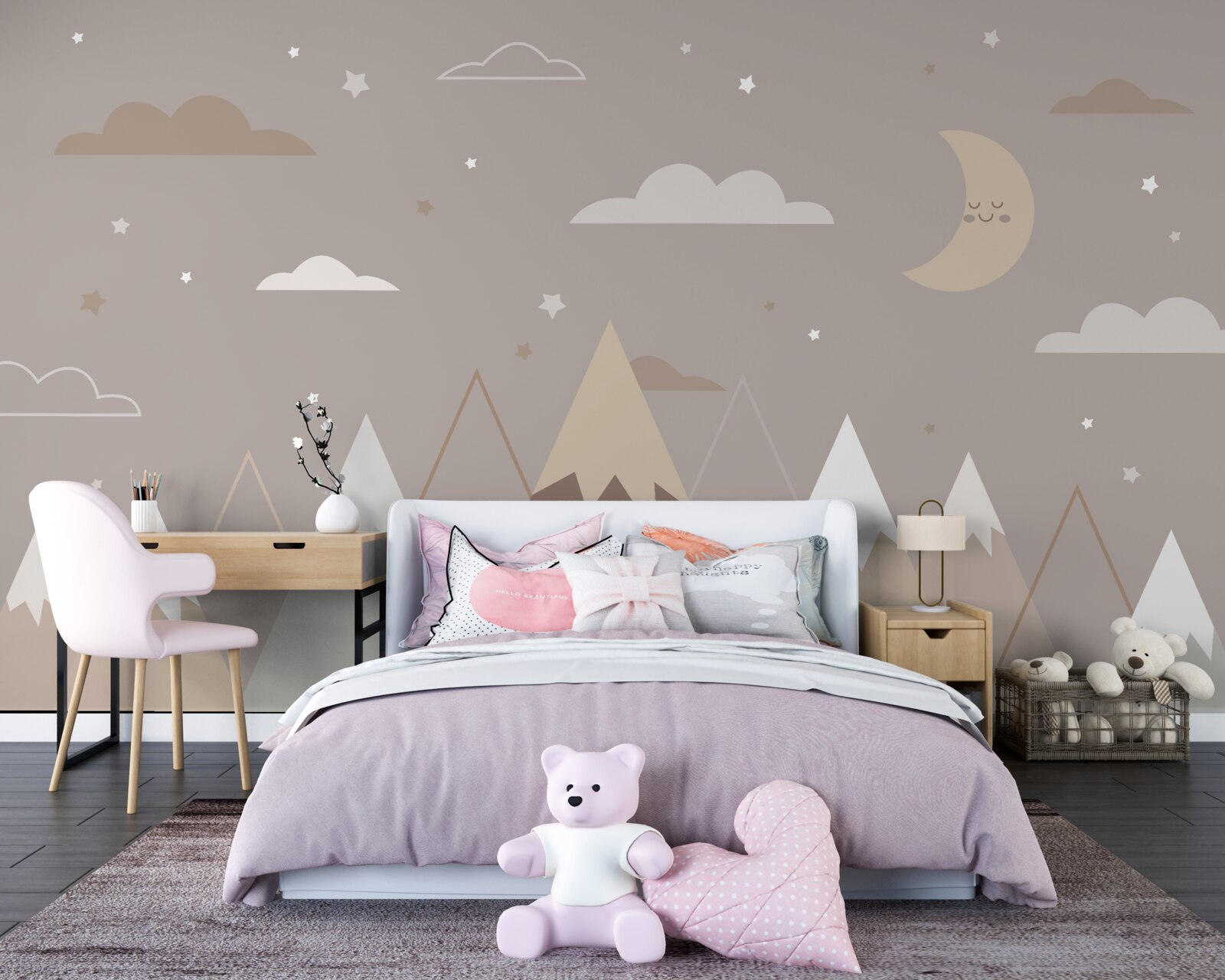 Fototapet noaptea se întindea peste vârfurile înzăpezite