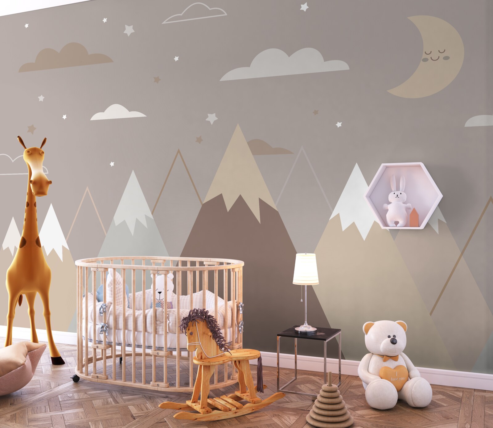 Fototapet noaptea se întindea peste vârfurile înzăpezite