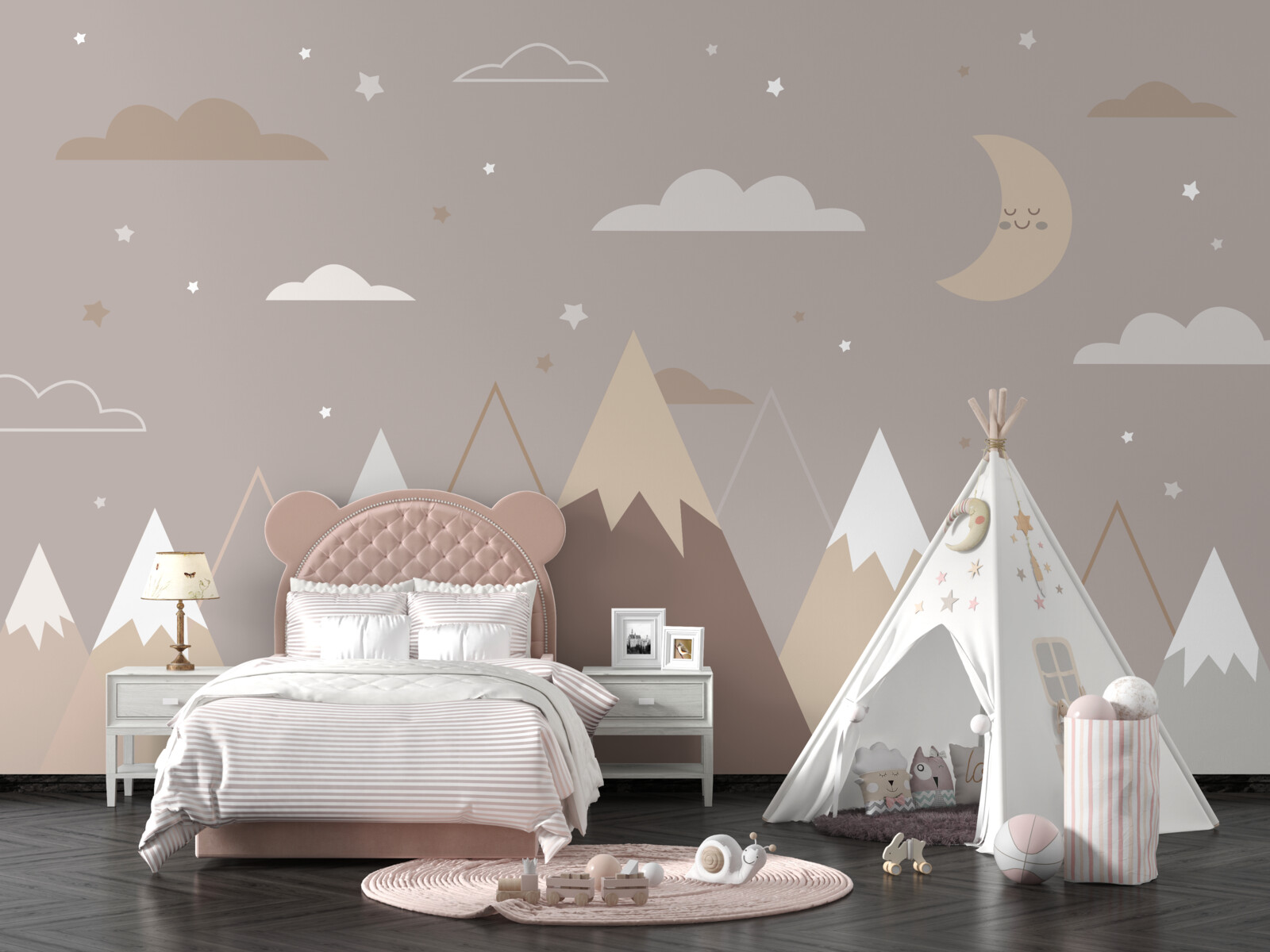 Fototapet noaptea se întindea peste vârfurile înzăpezite