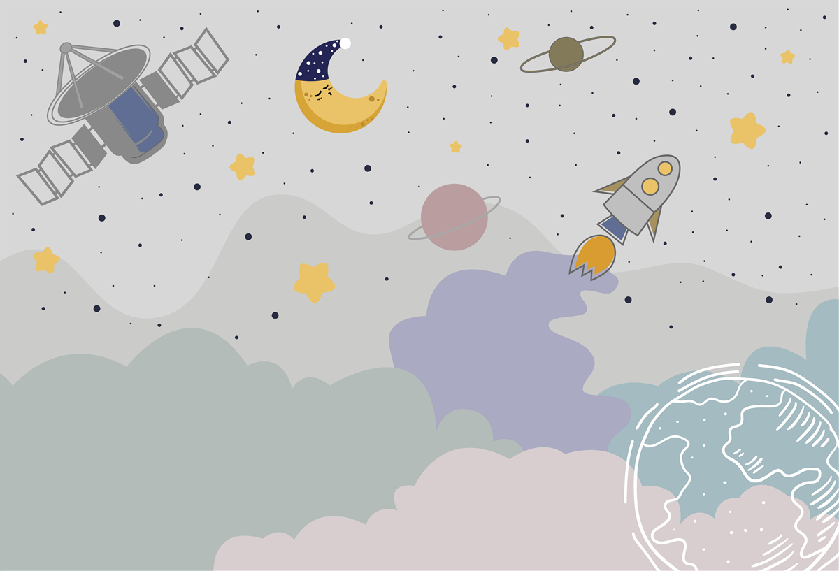 Fototapet corpuri cerești deasupra planetei noastre