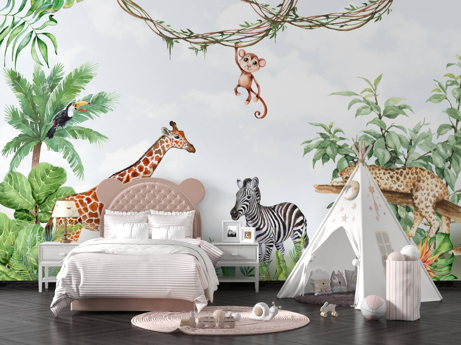 Fototapet animalele din regiunile tropicale iau o pauză