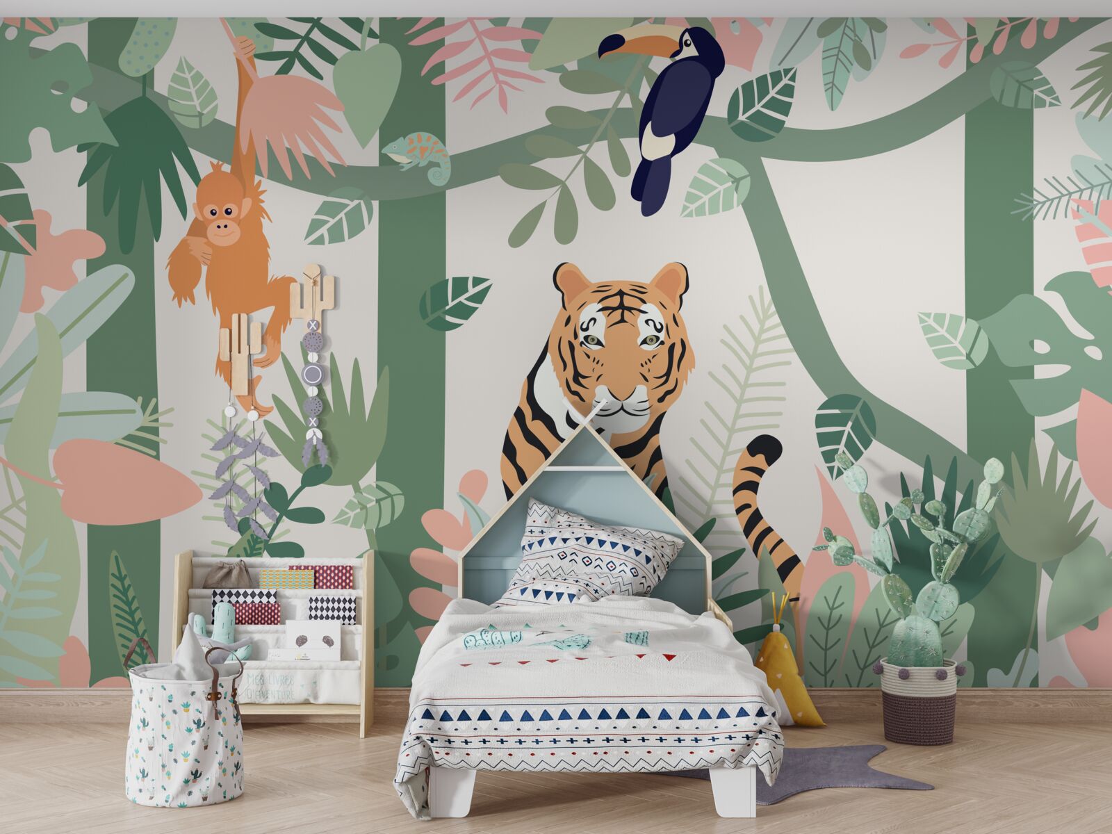 Fototapet tigru și prietenii lui în pădure