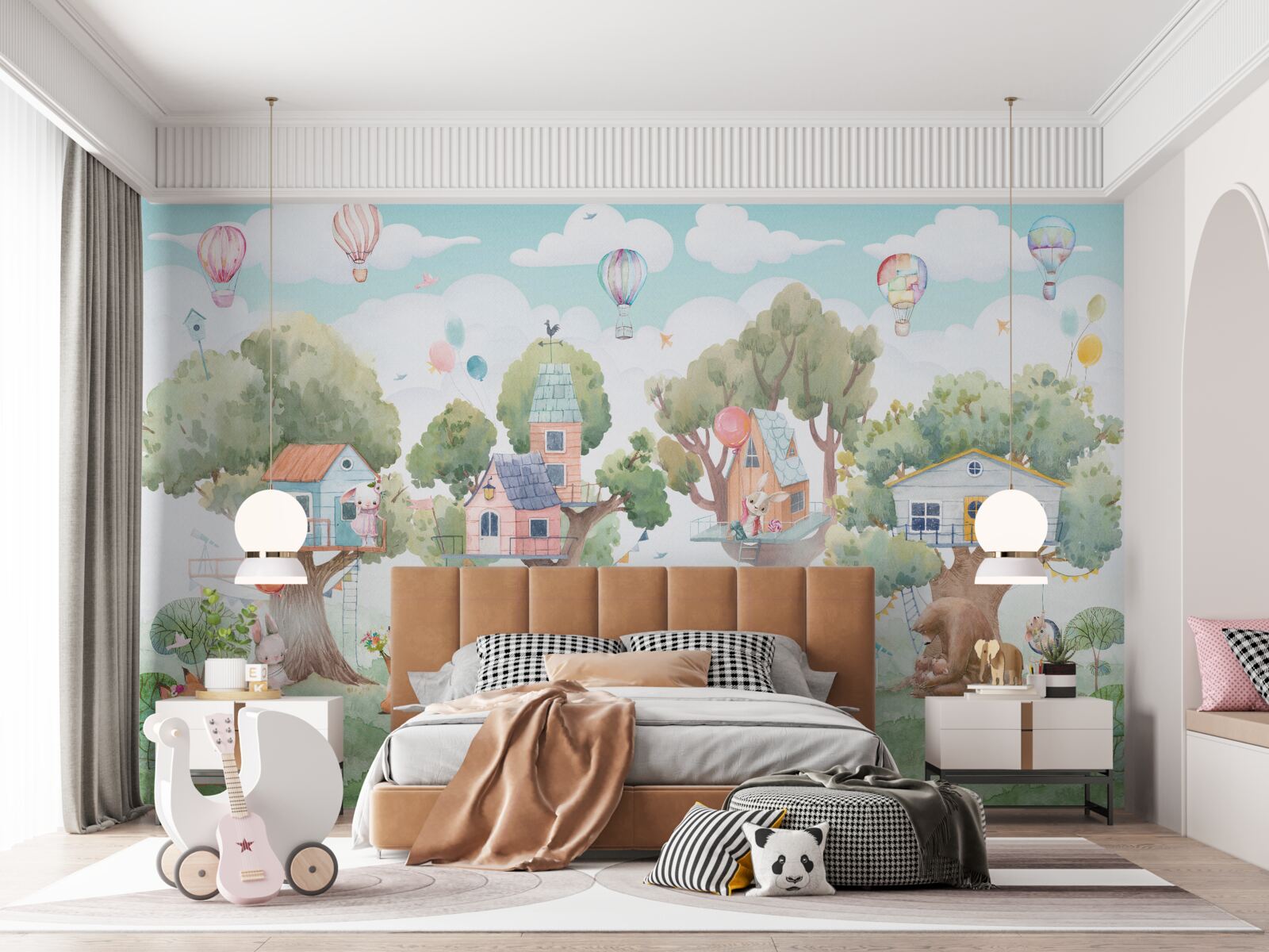 Fototapet case din lemn construite de copii