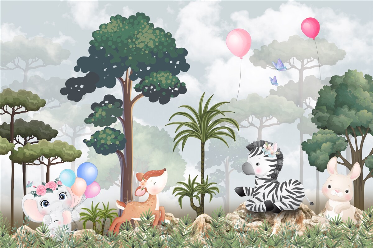 Fototapet animalele din pădure își sărbătoresc ziua de naștere