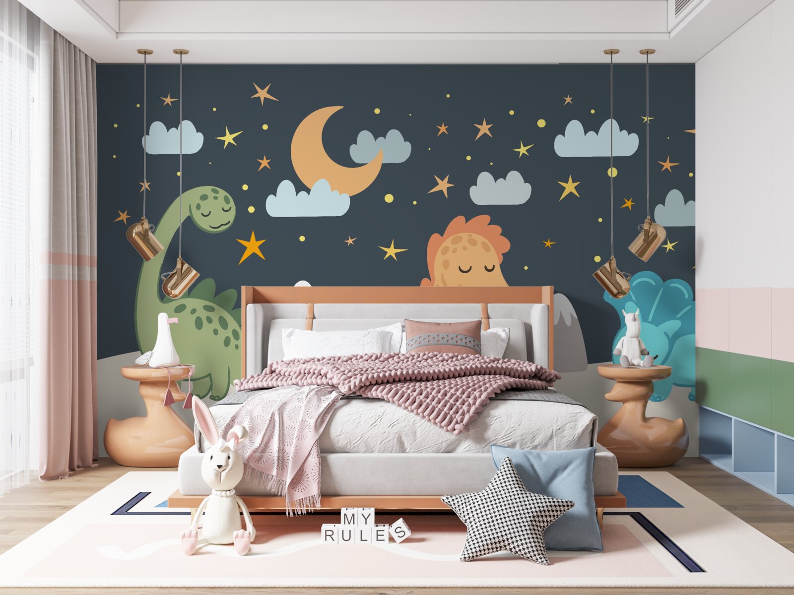 Fototapet dinozaurii merg la culcare