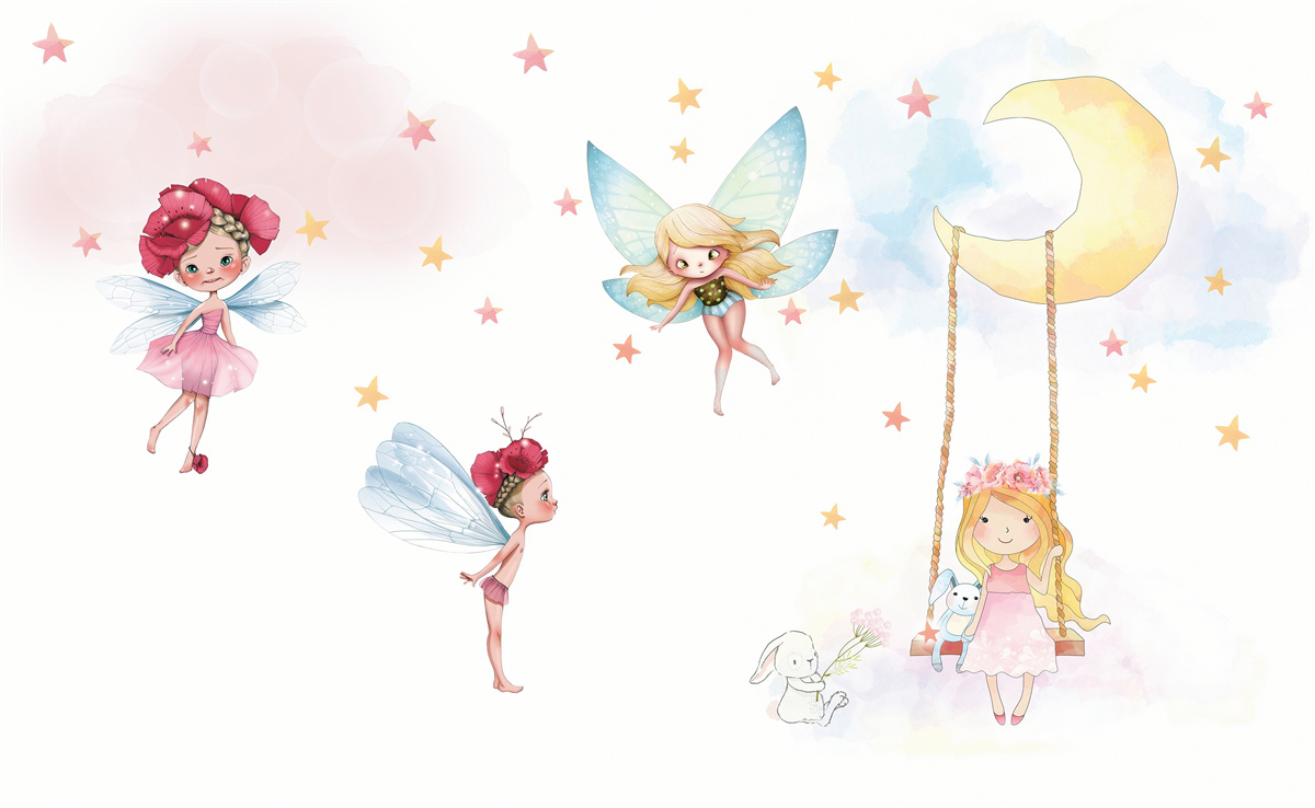 Fototapet zâne mici cu aripi grațioase