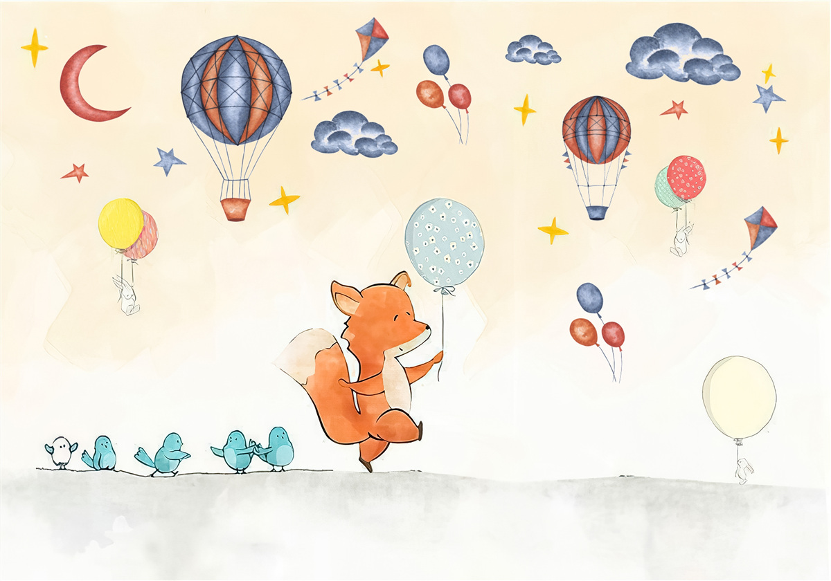 Fototapet mica vulpe merge la petrecere