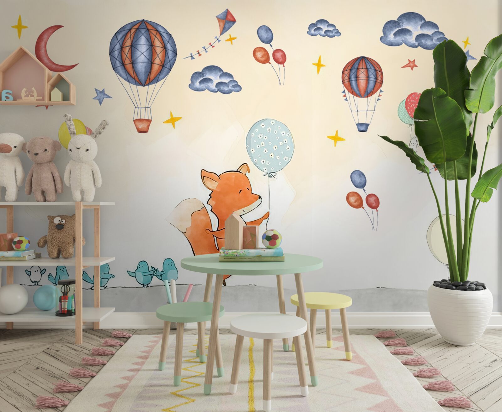 Fototapet mica vulpe merge la petrecere