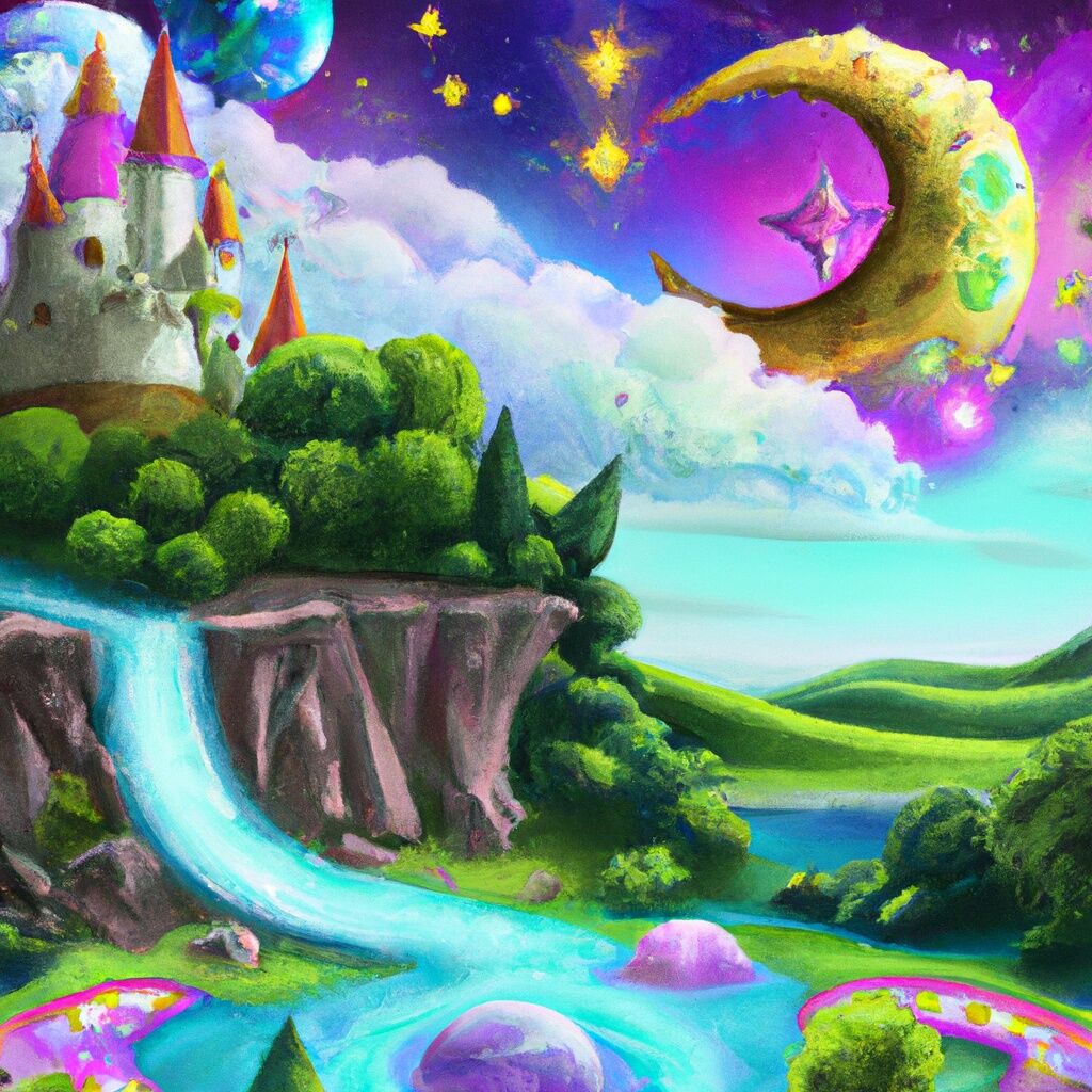 Fototapet cascadă fabuloasă lângă fortăreața inexpugnabilă