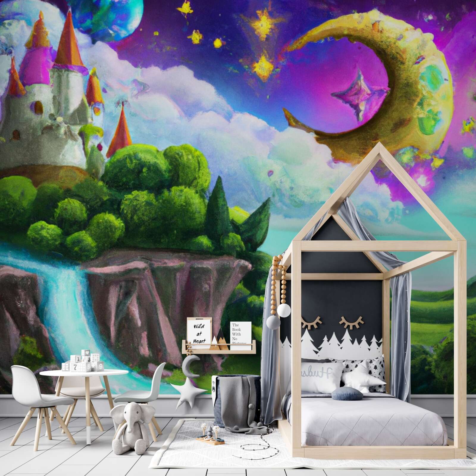 Fototapet cascadă fabuloasă lângă fortăreața inexpugnabilă