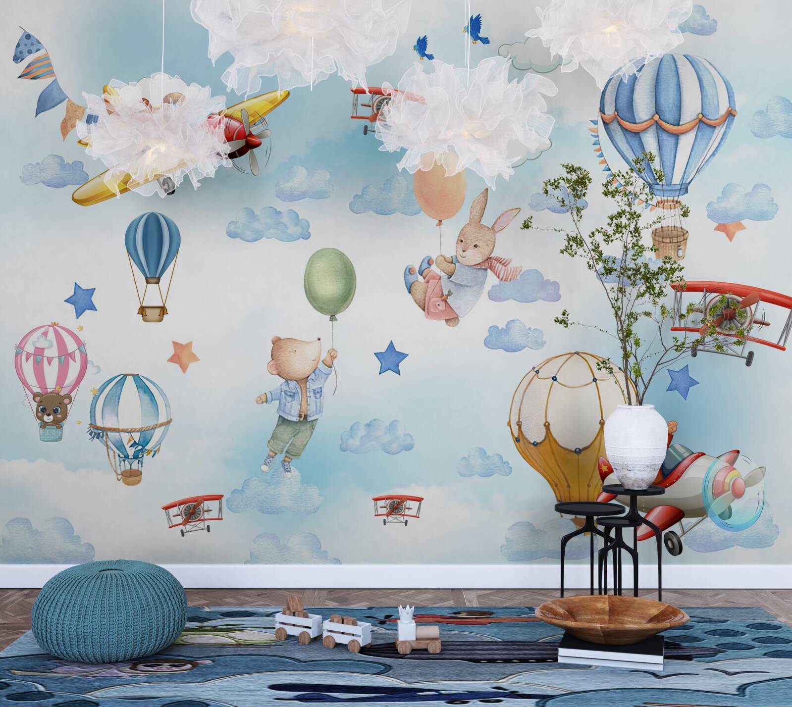 Fototapet personaje de basm planează pe cer