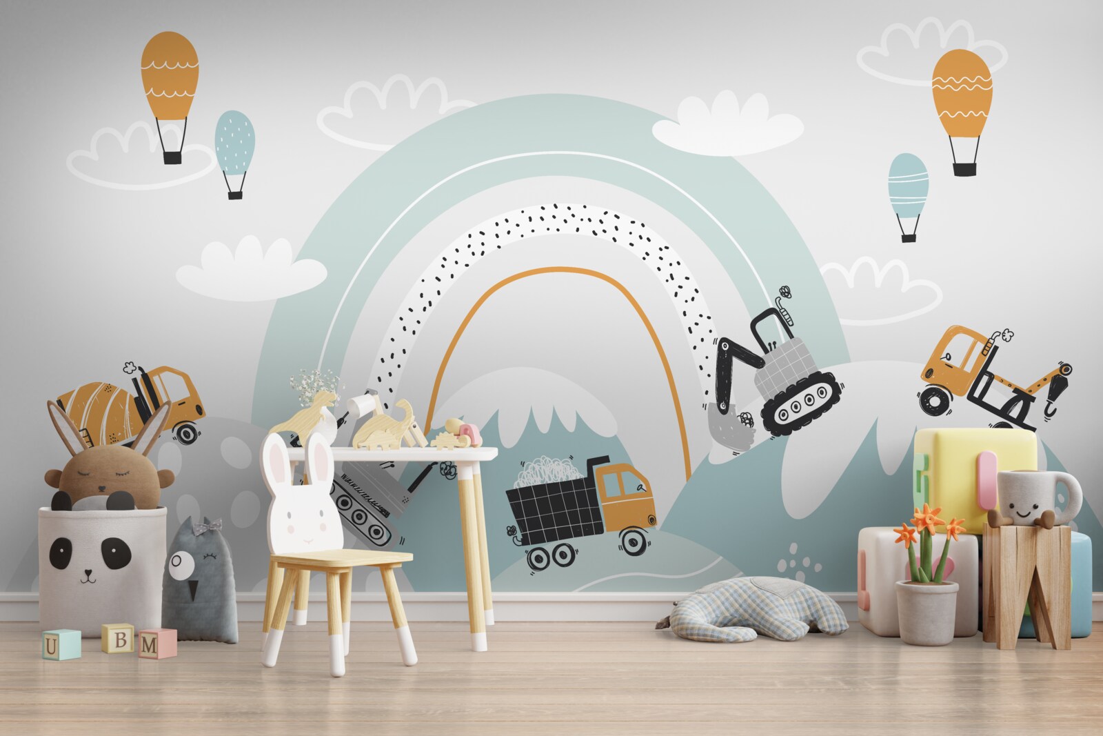 Fototapet mașinile circulă pe dealuri magice