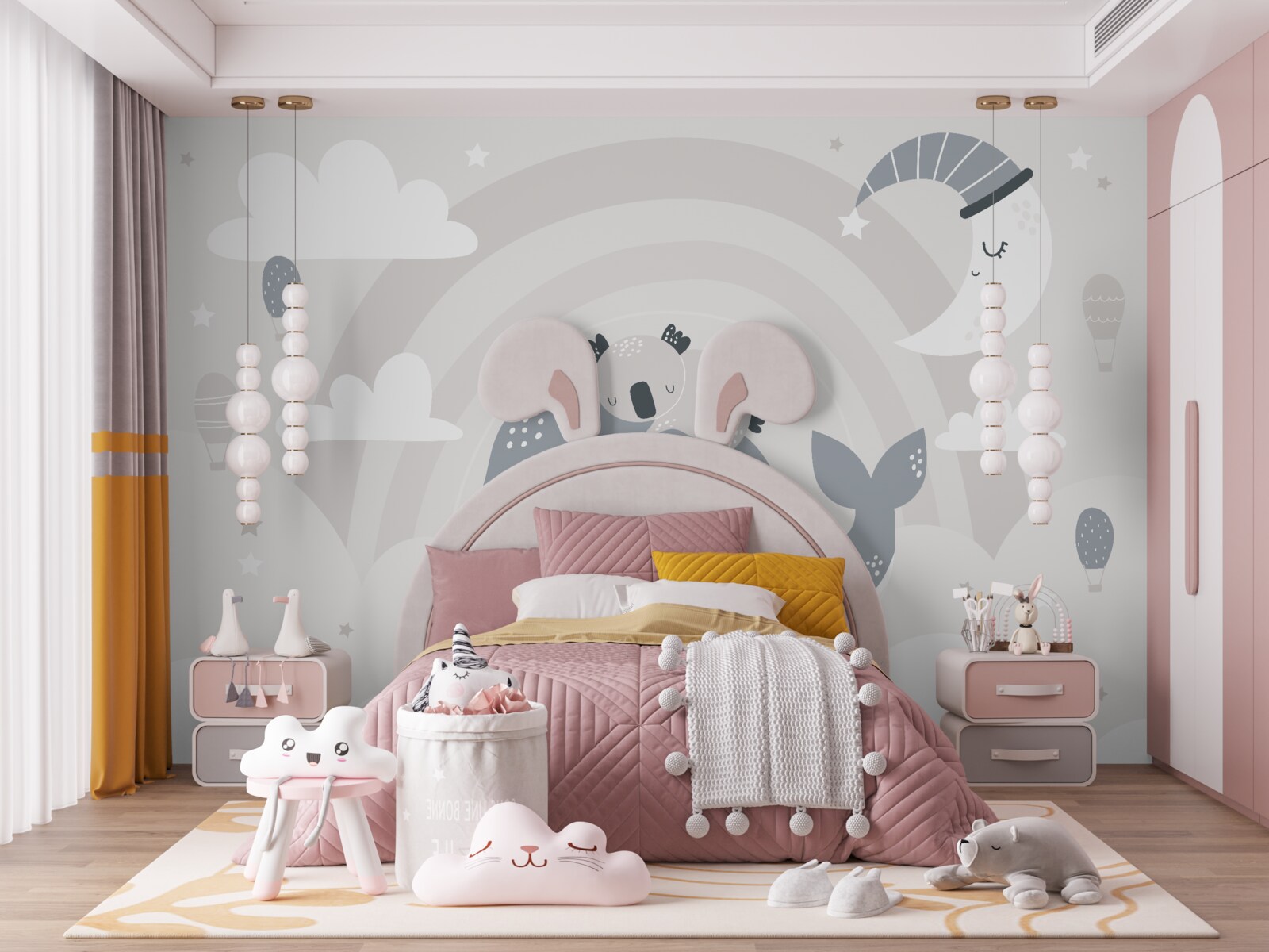 Fototapet în nori un koala doarme pe spatele unei balene