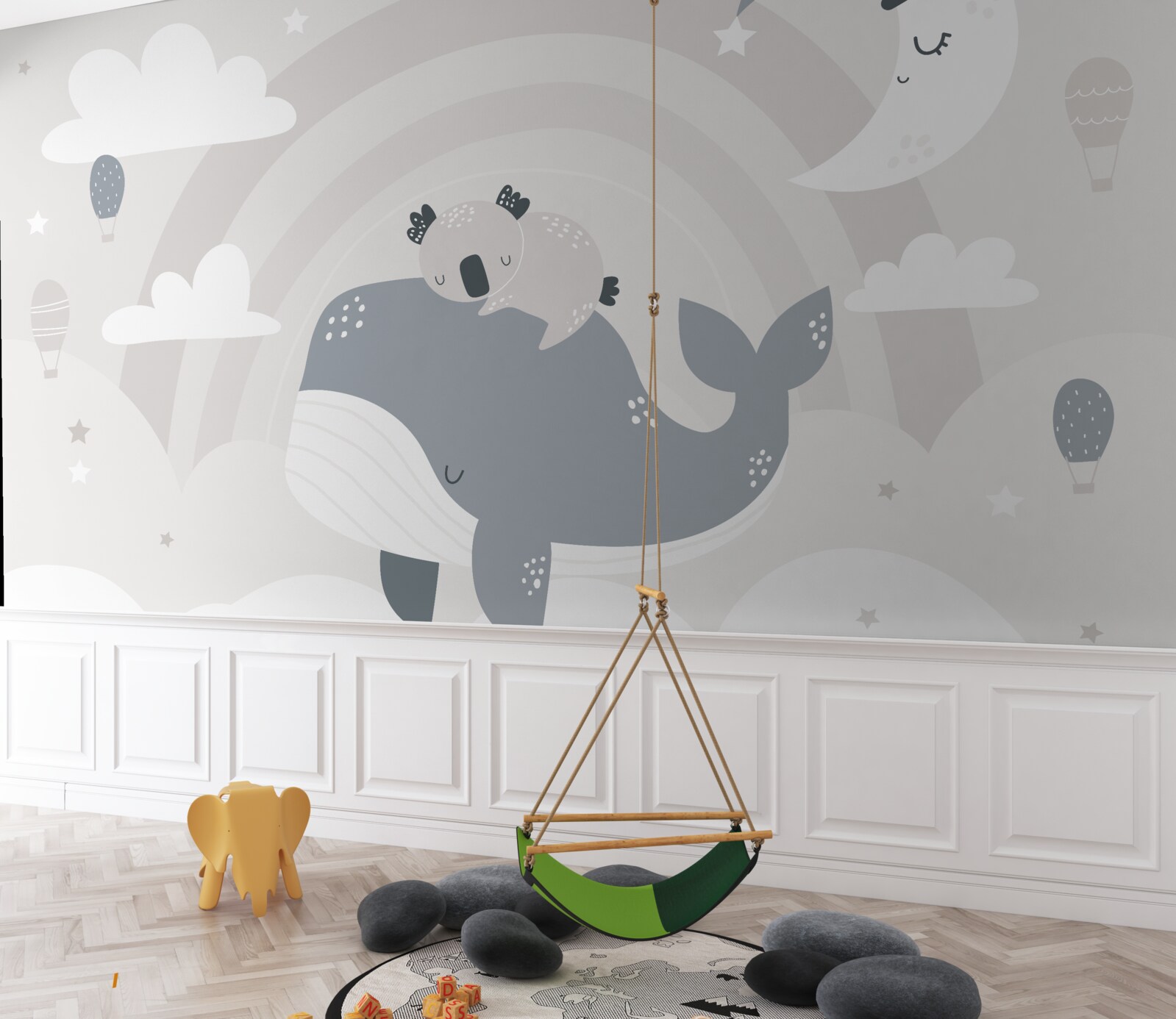 Fototapet în nori un koala doarme pe spatele unei balene