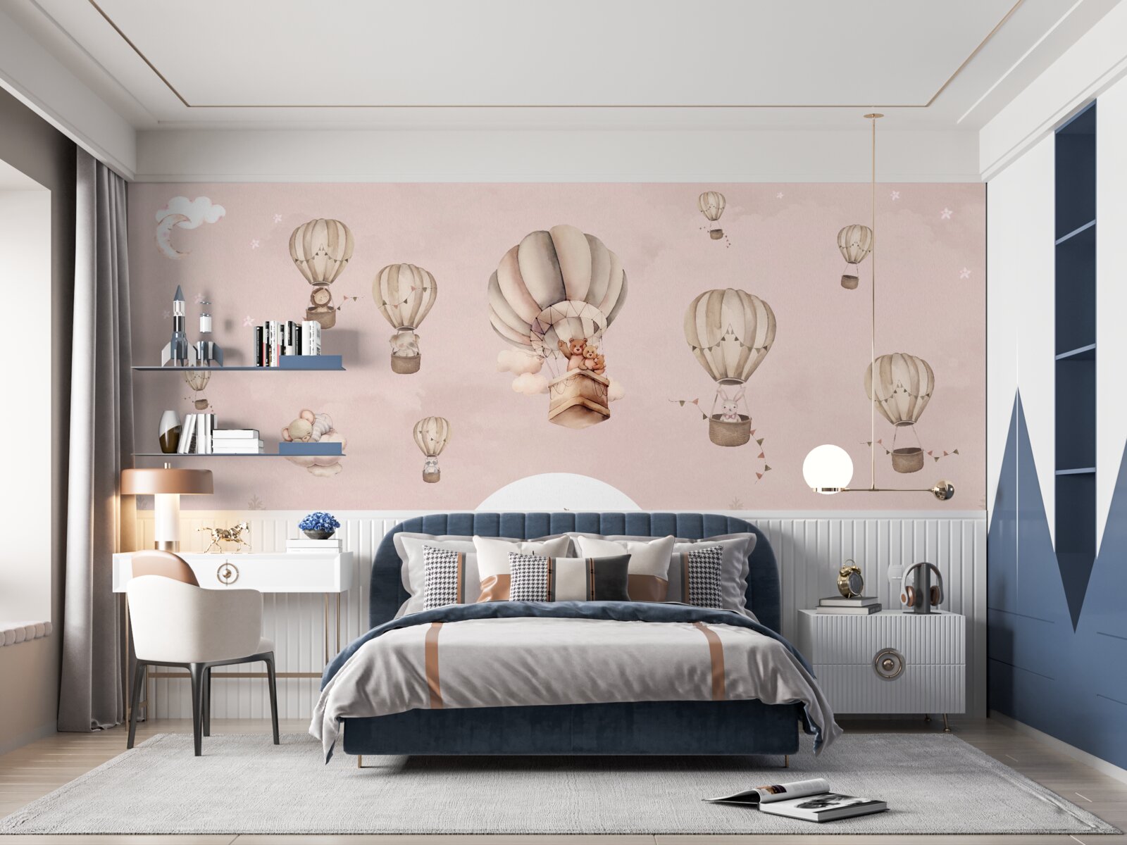 Fototapet animalele urcă pe cer în baloane cu aer cald