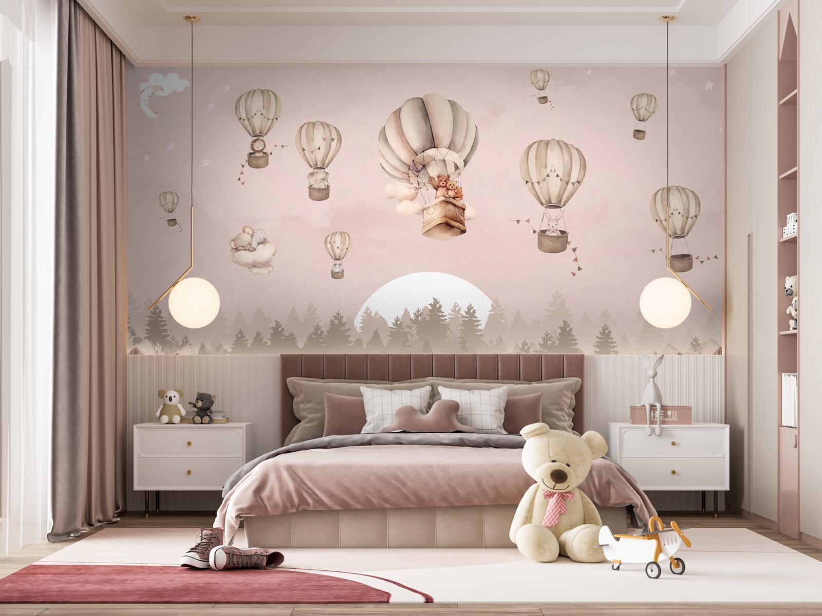 Fototapet animalele urcă pe cer în baloane cu aer cald