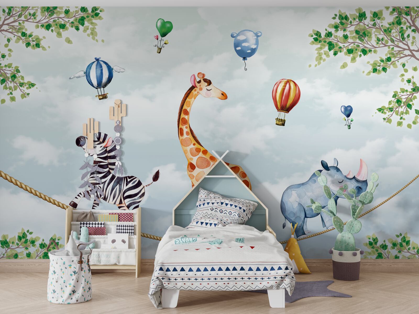 Fototapet trei acrobați se odihnesc pe o sârmă înaltă