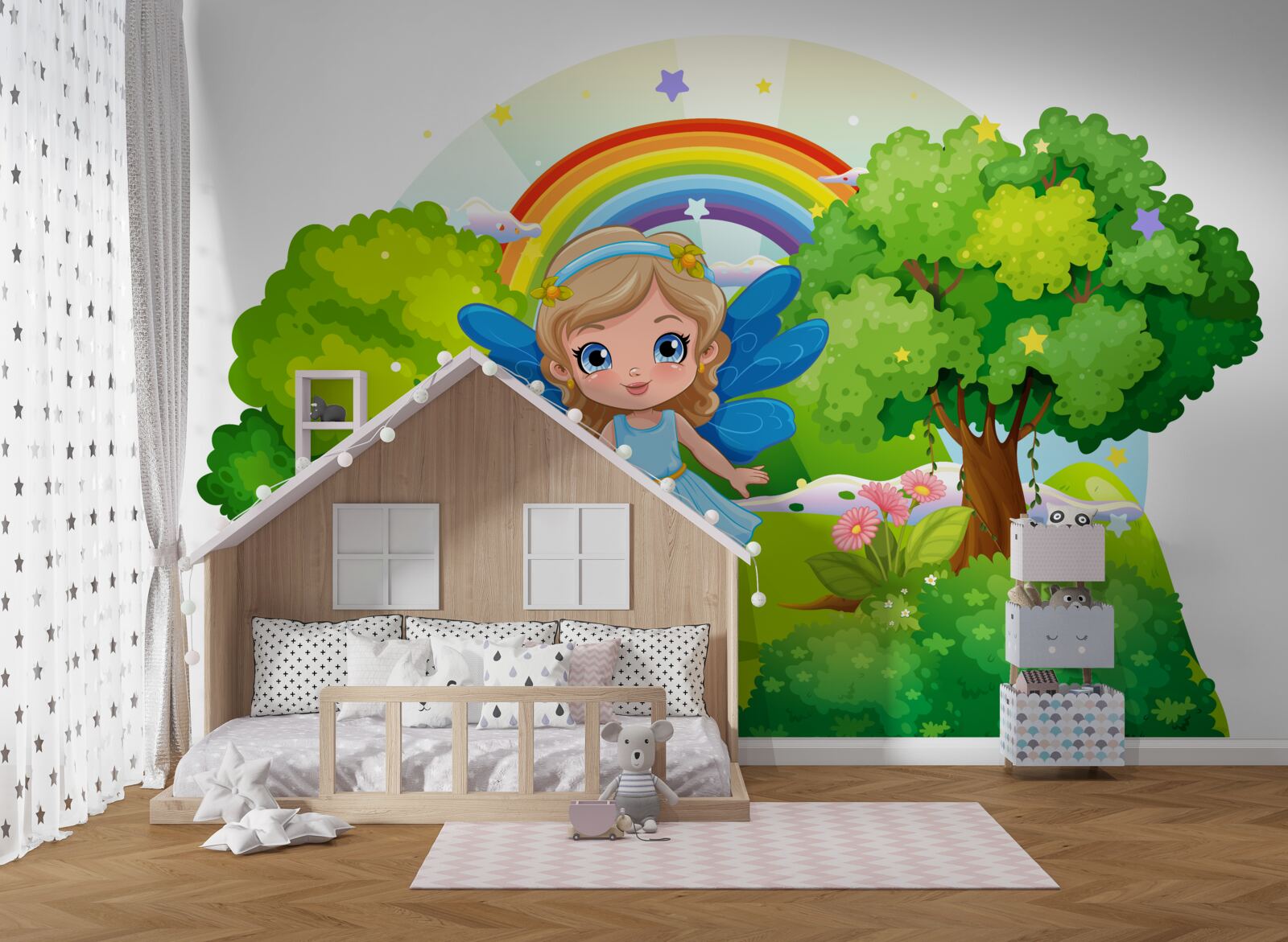 Fototapet vrăjitoare în grădina de smarald de lângă curcubeu