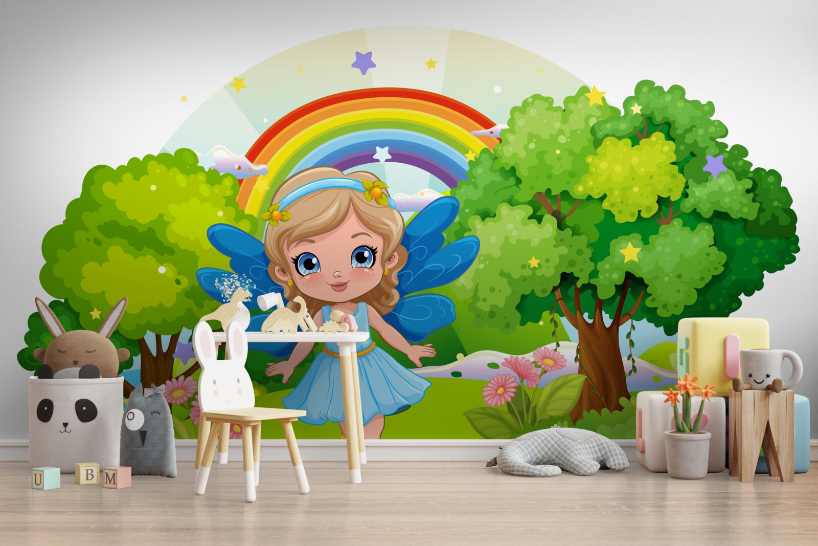 Fototapet vrăjitoare în grădina de smarald de lângă curcubeu