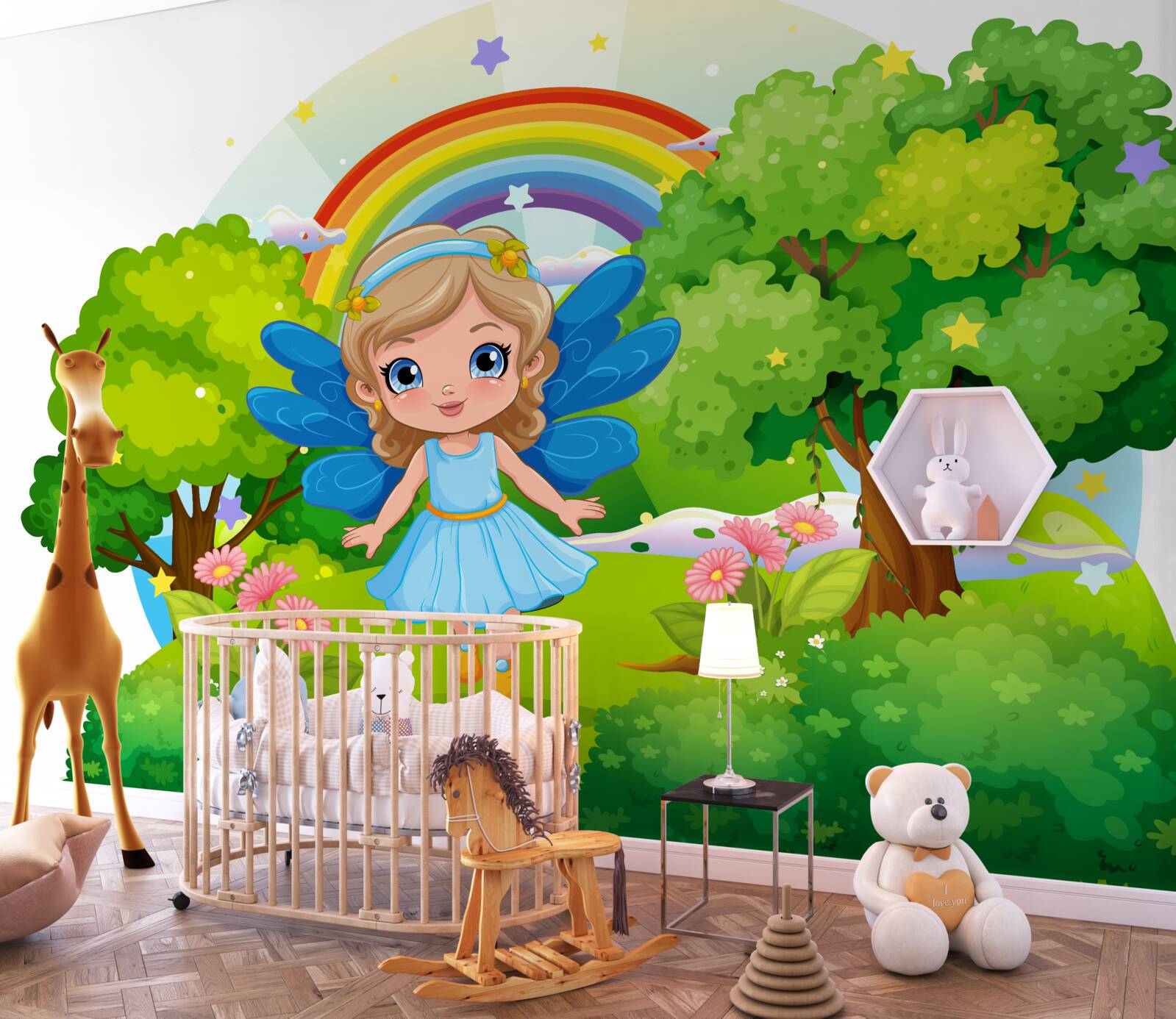 Fototapet vrăjitoare în grădina de smarald de lângă curcubeu