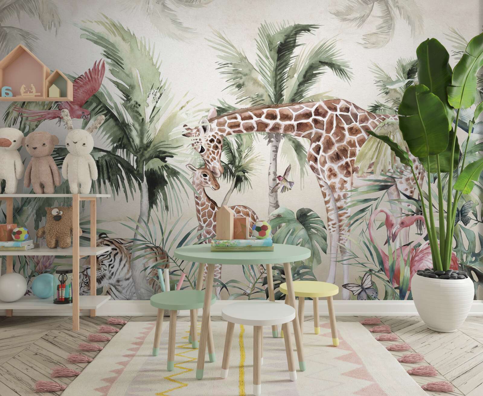 Fototapet locuitori ai junglei cu progenituri