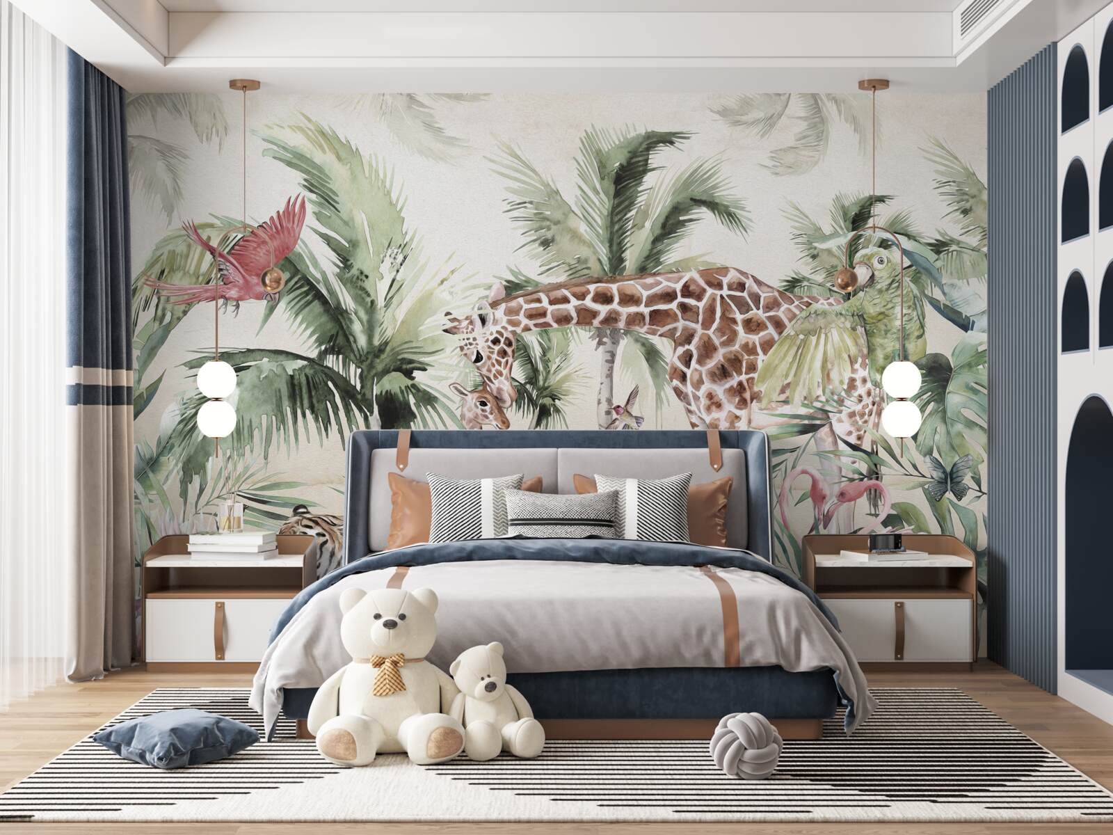 Fototapet locuitori ai junglei cu progenituri