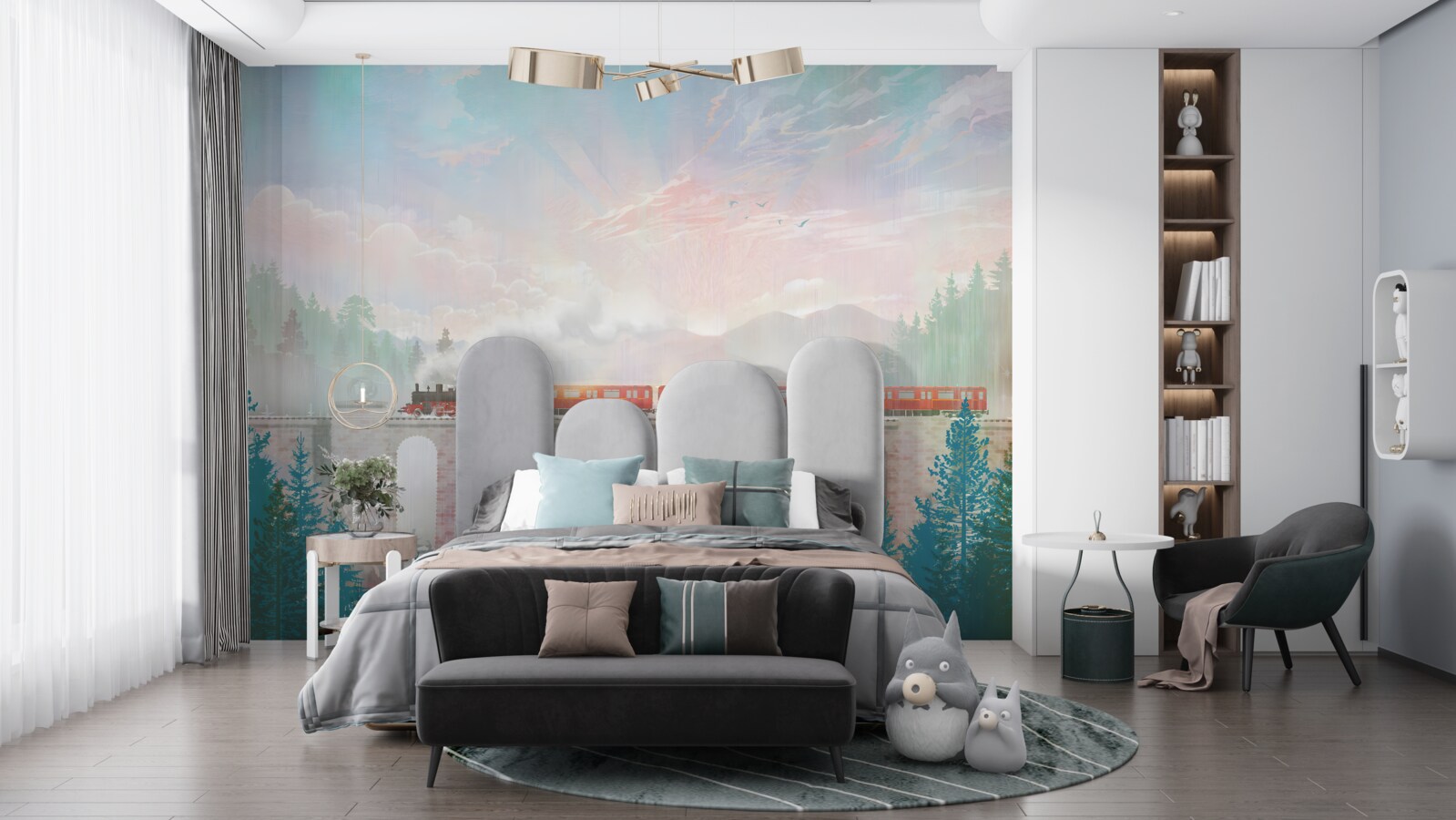 Fototapet un tren traversează podul