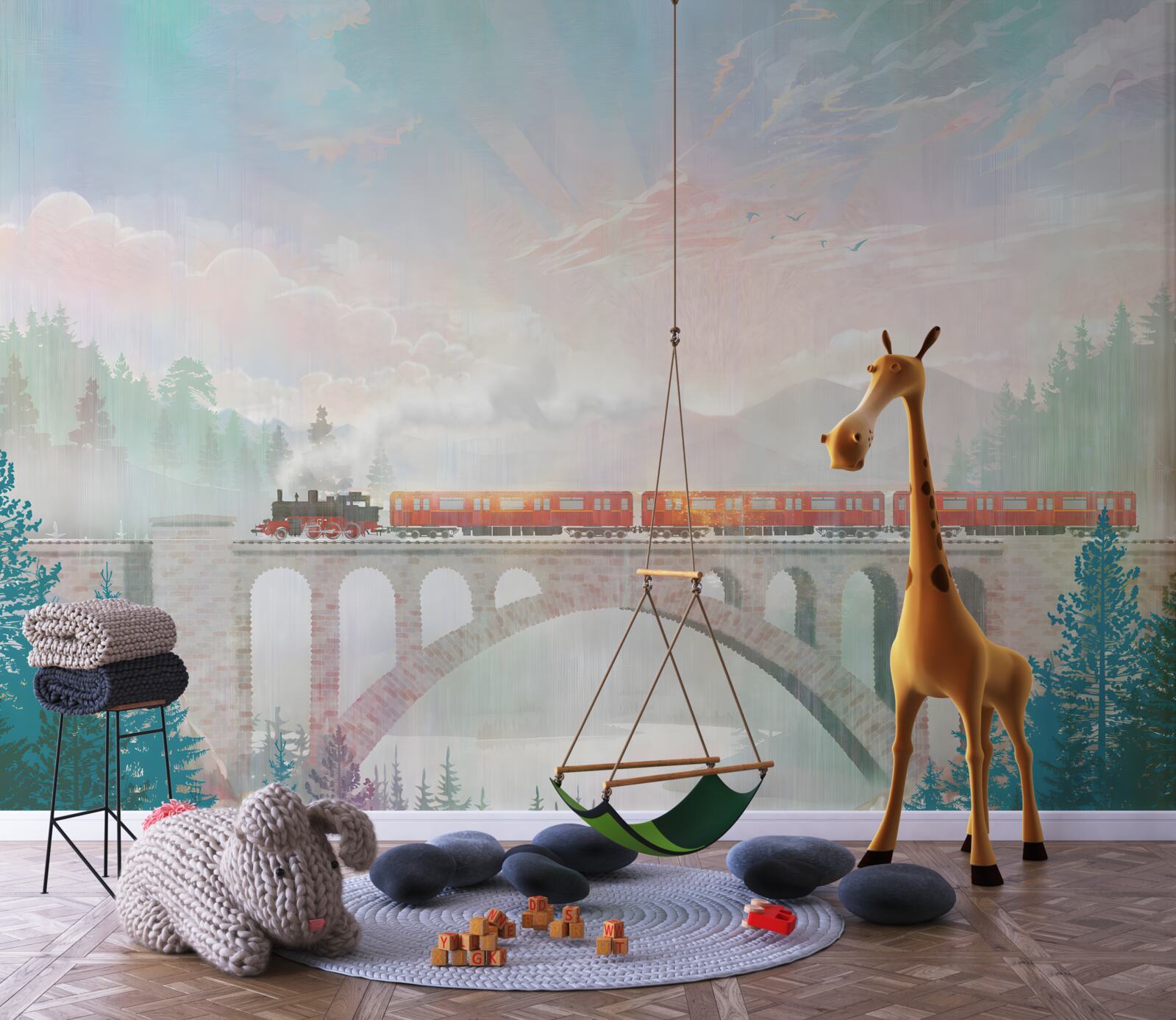 Fototapet un tren traversează podul