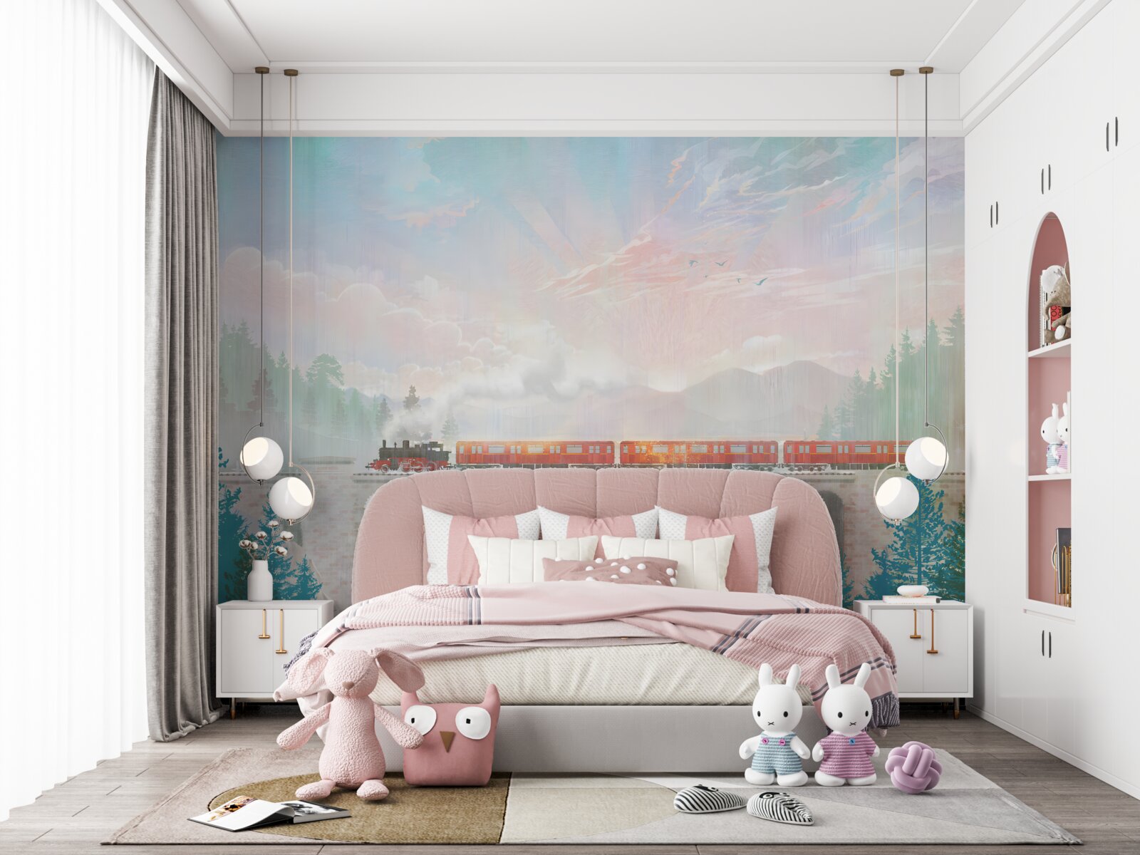 Fototapet un tren traversează podul