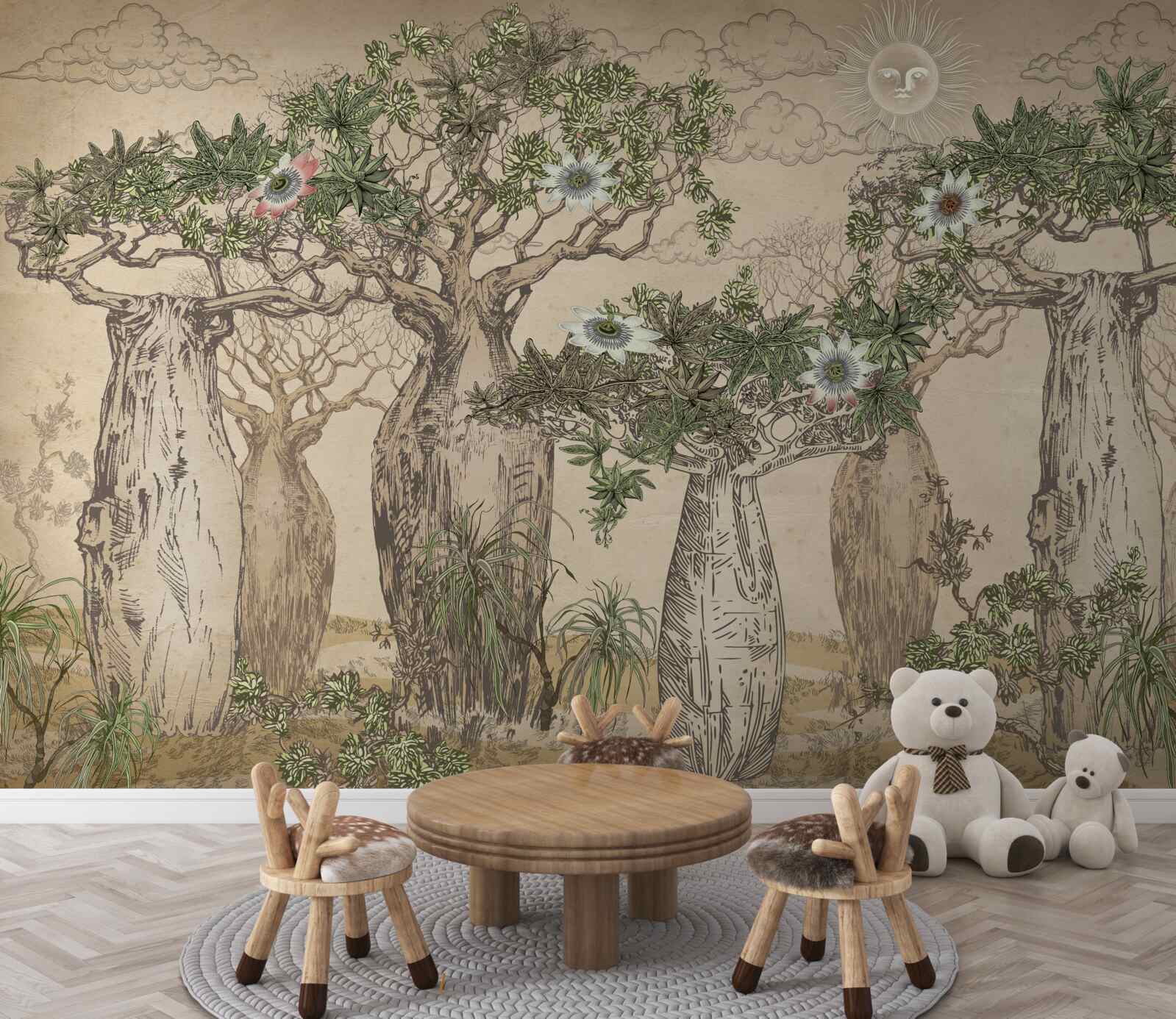 Fototapet baobabi puternici și maiestuoși