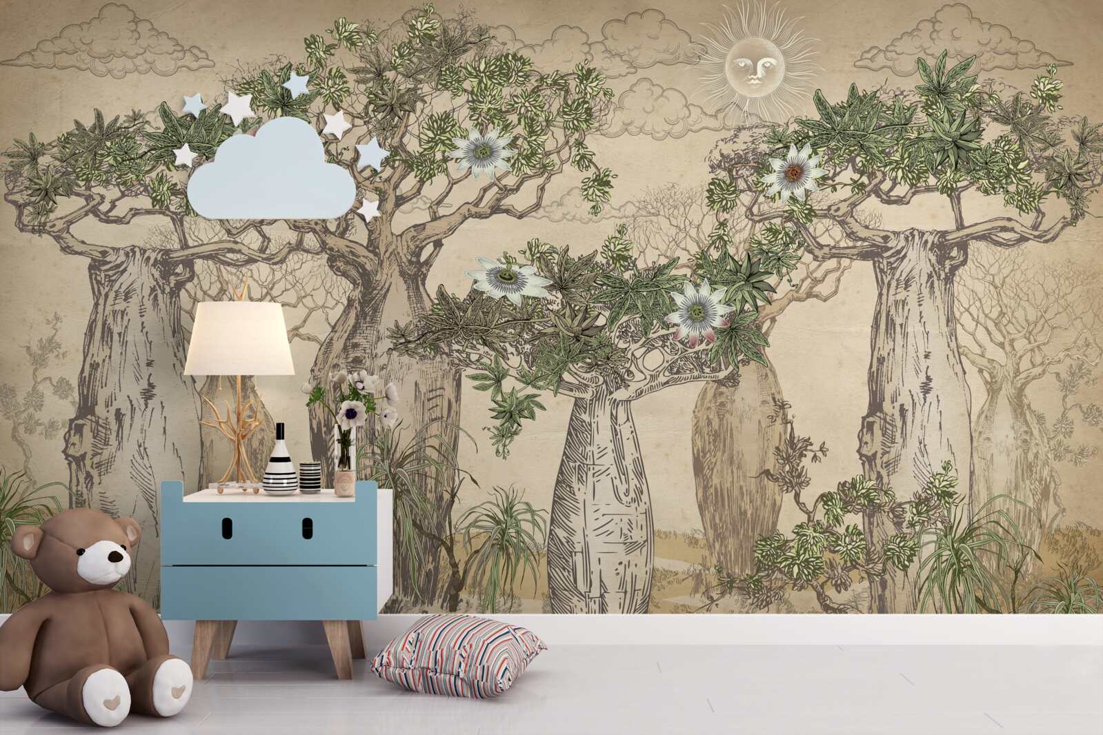 Fototapet baobabi puternici și maiestuoși