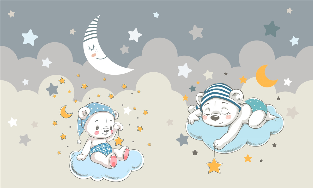 Fototapet copiii mici merg la culcare