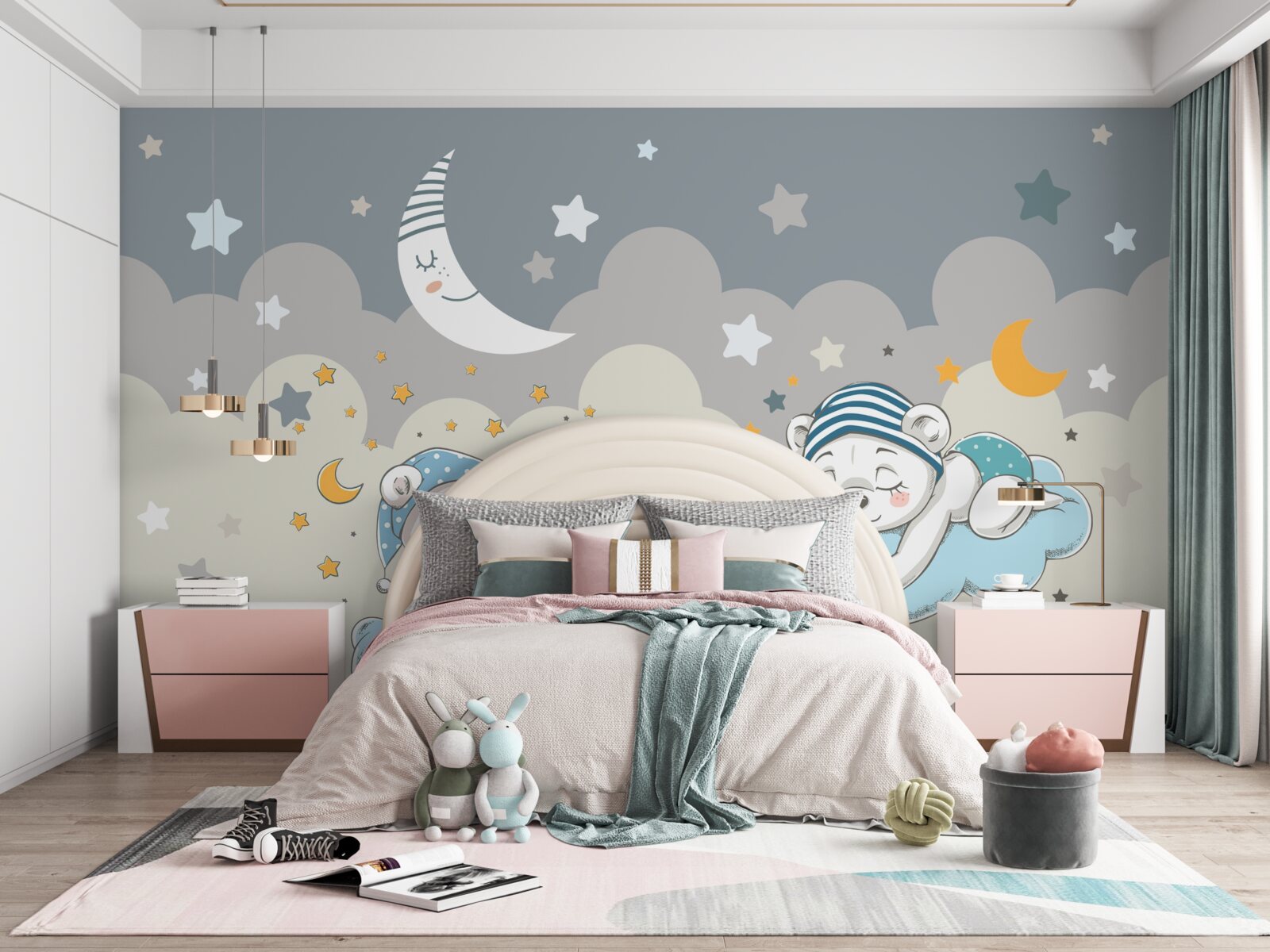 Fototapet copiii mici merg la culcare