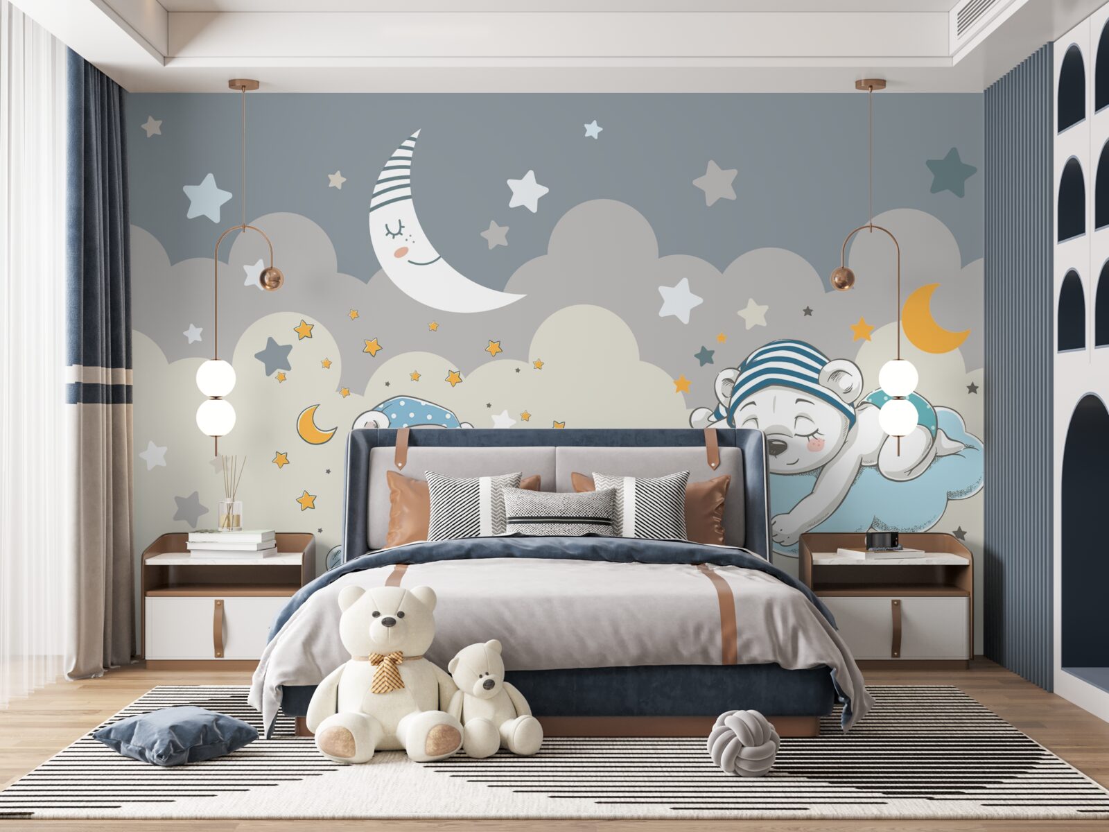 Fototapet copiii mici merg la culcare