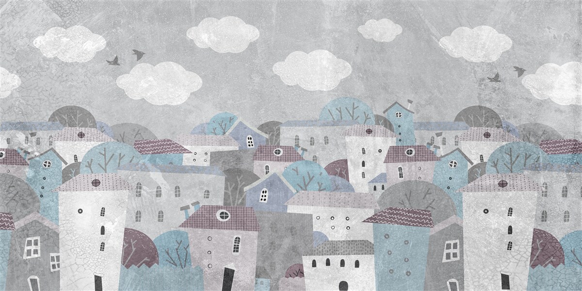 Fototapet seara cade peste oraș