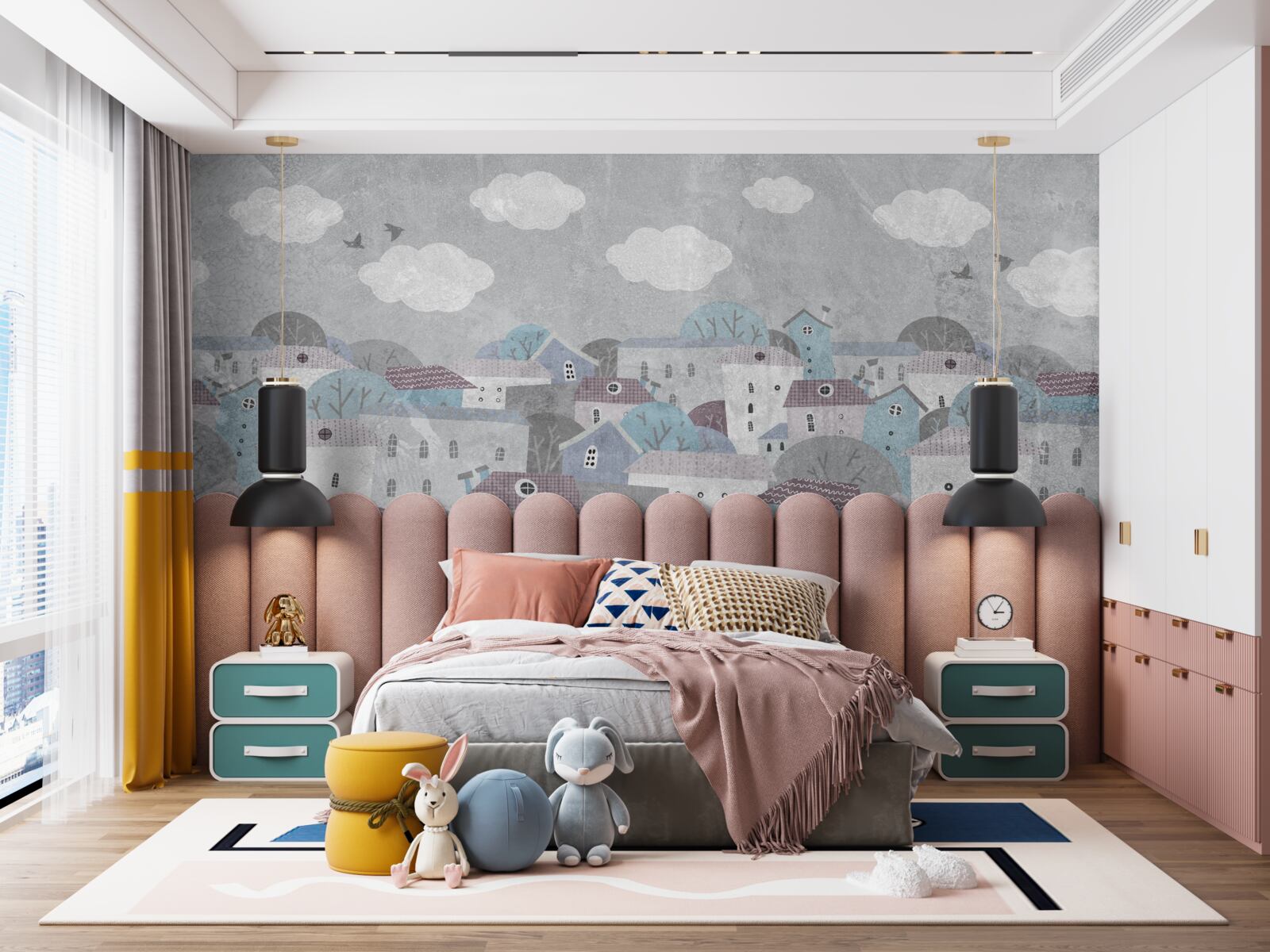 Fototapet seara cade peste oraș