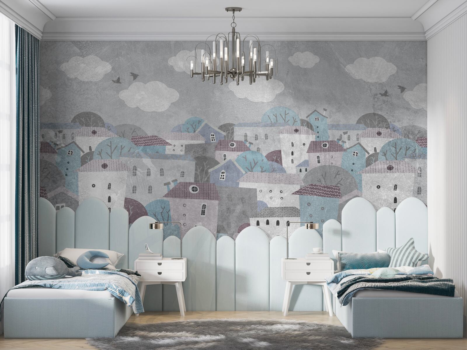 Fototapet seara cade peste oraș