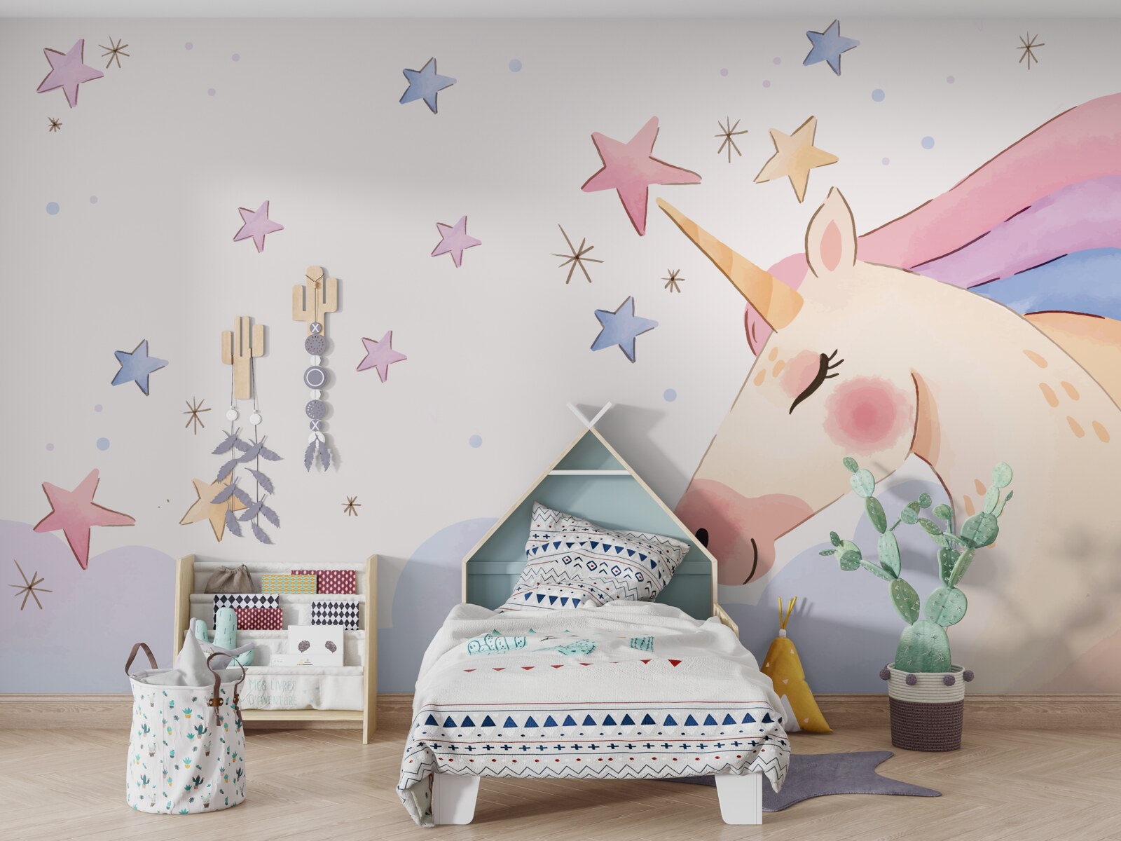 Fototapet unicorn roz drăguț