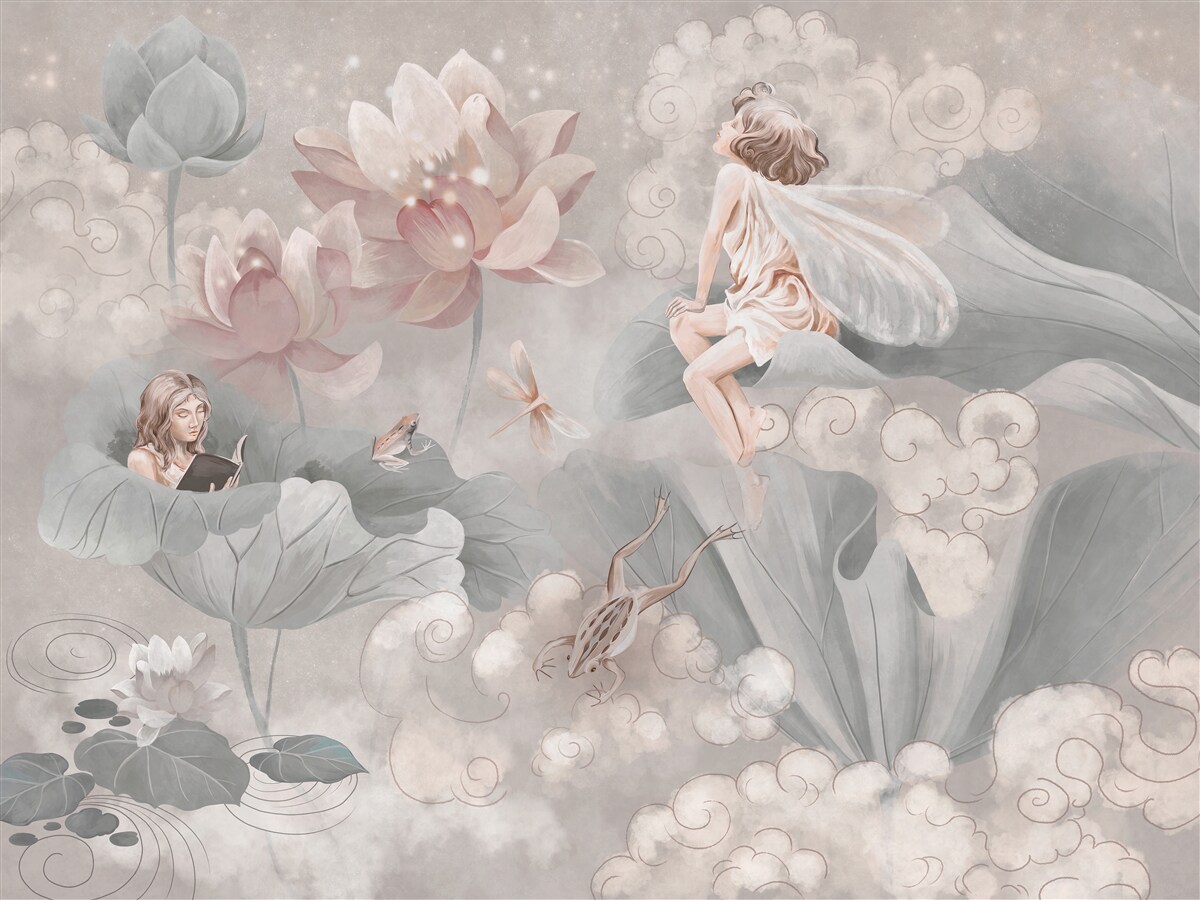 Fototapet boboci de flori în care se ascund zânele