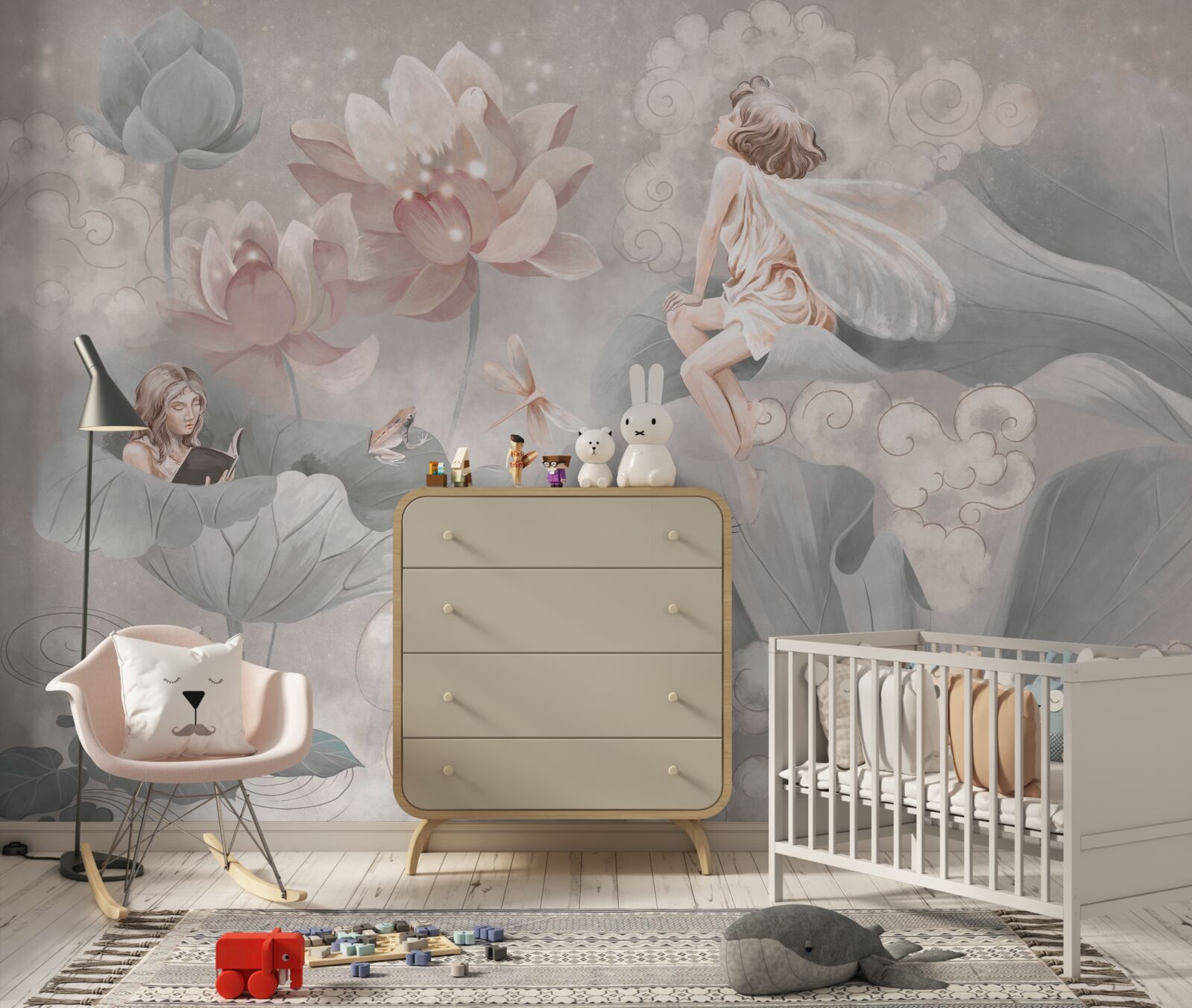 Fototapet boboci de flori în care se ascund zânele