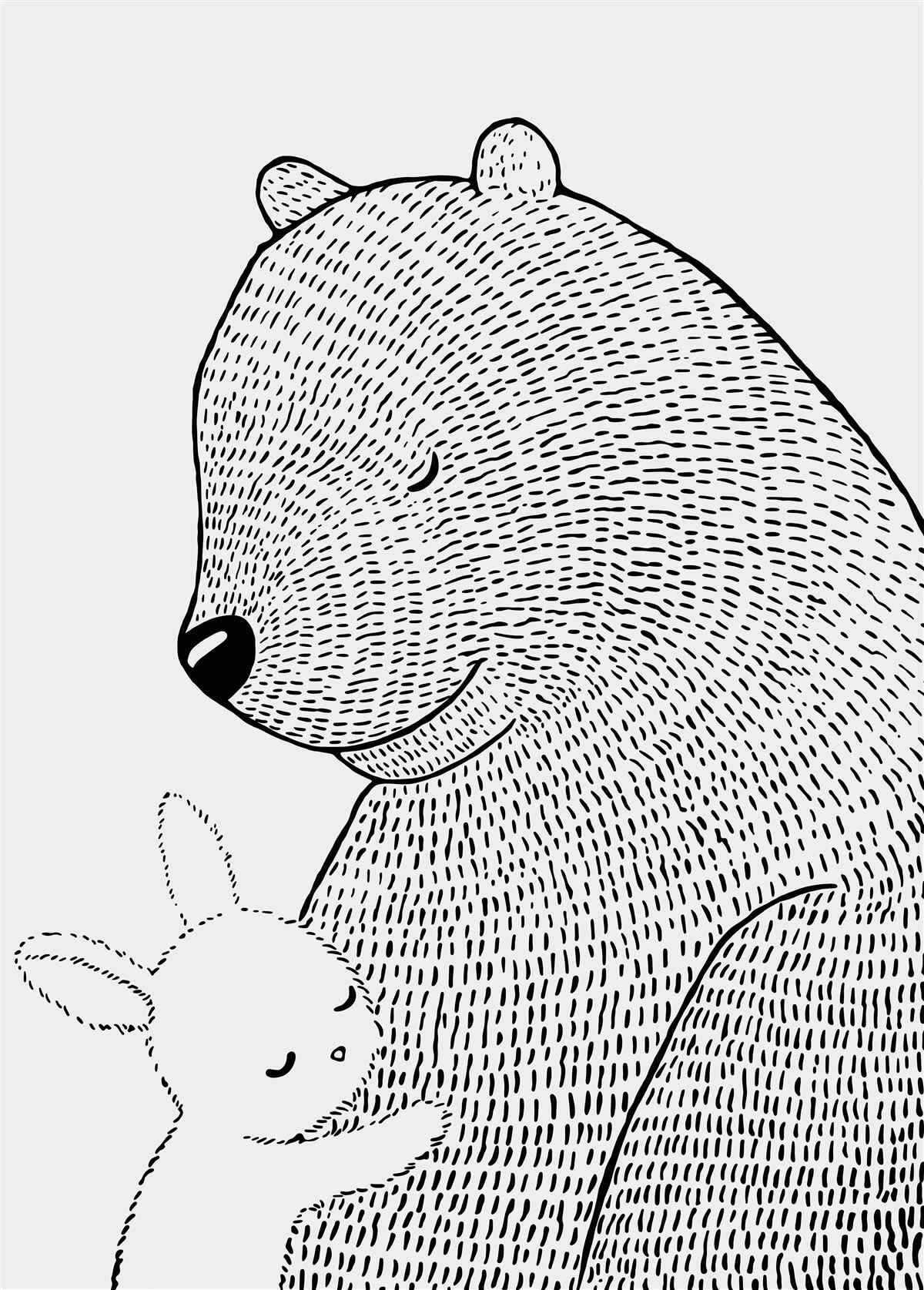 Fototapet iepuraș și urs