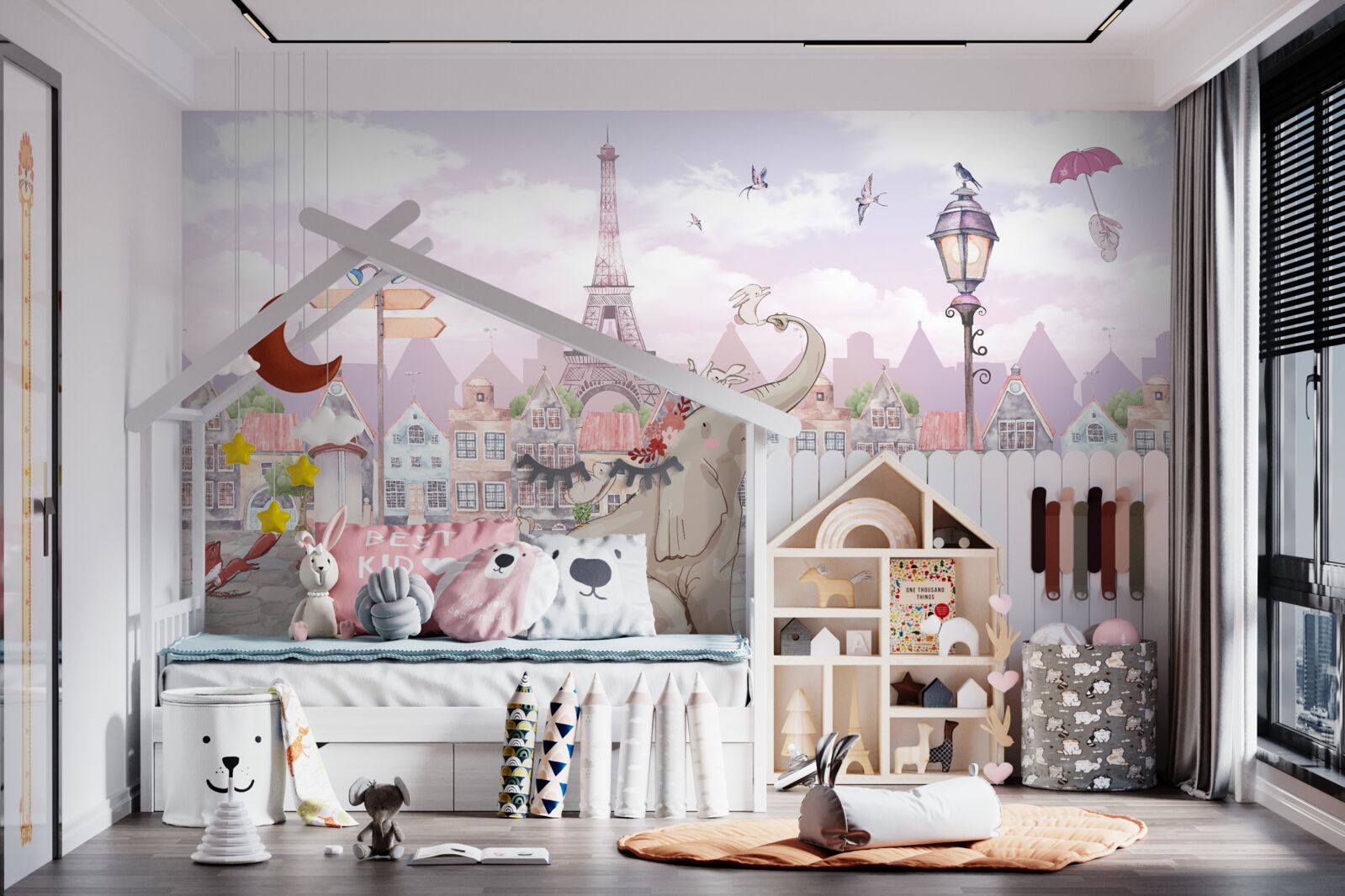 Fototapet un elefant a venit în oraș