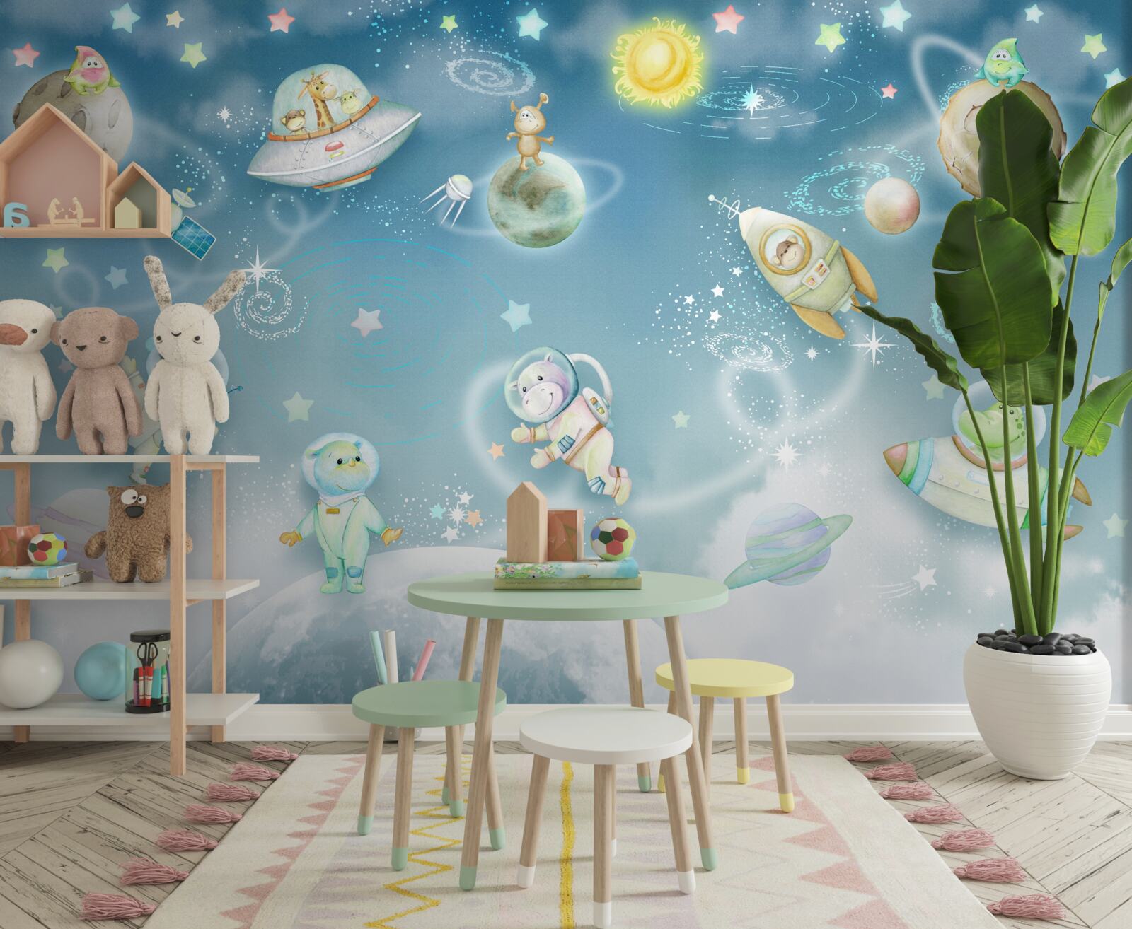 Fototapet animalele explorează spațiul