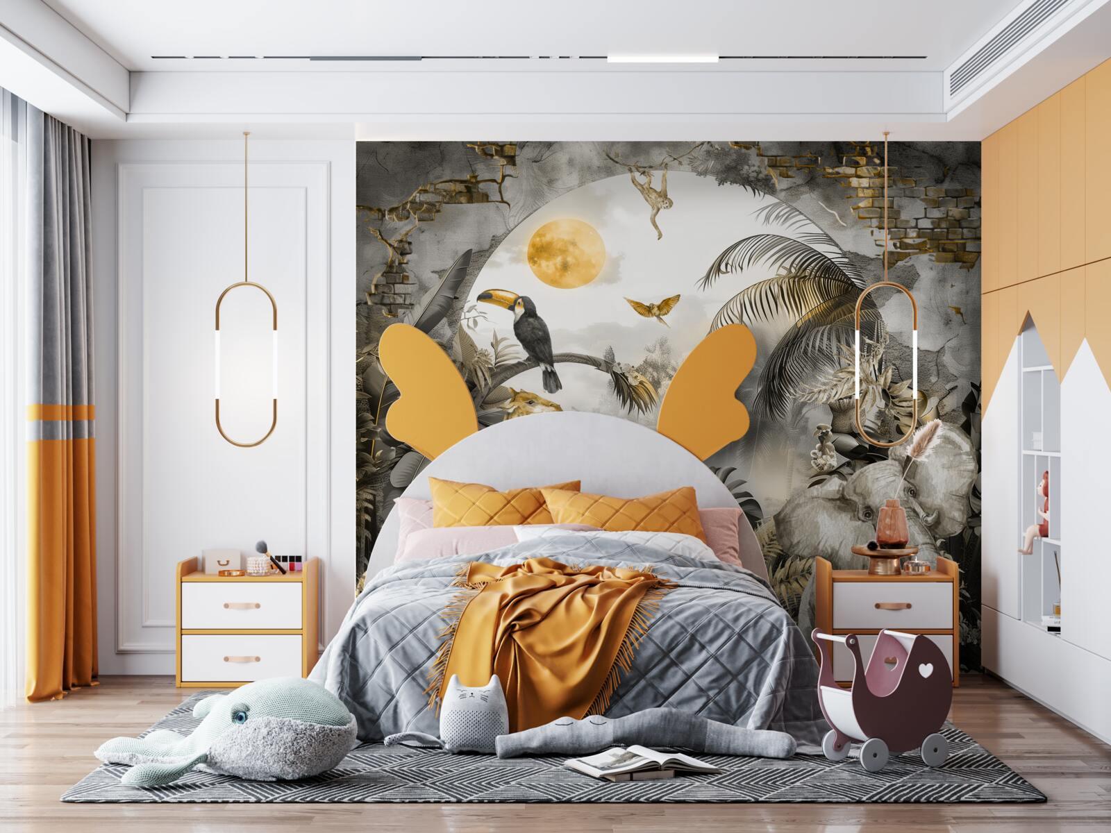 Fototapet în africa, animalele privesc apusul