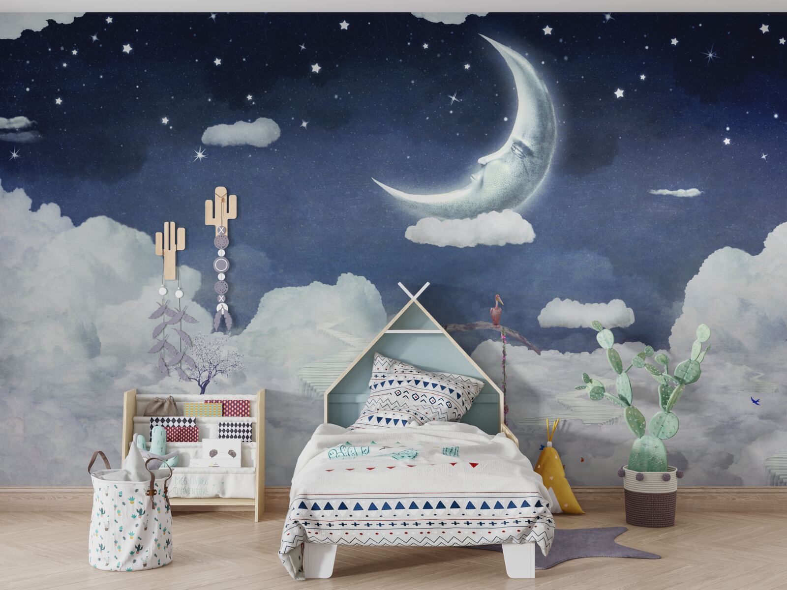 Fototapet tânăr mergând în lumina lunii