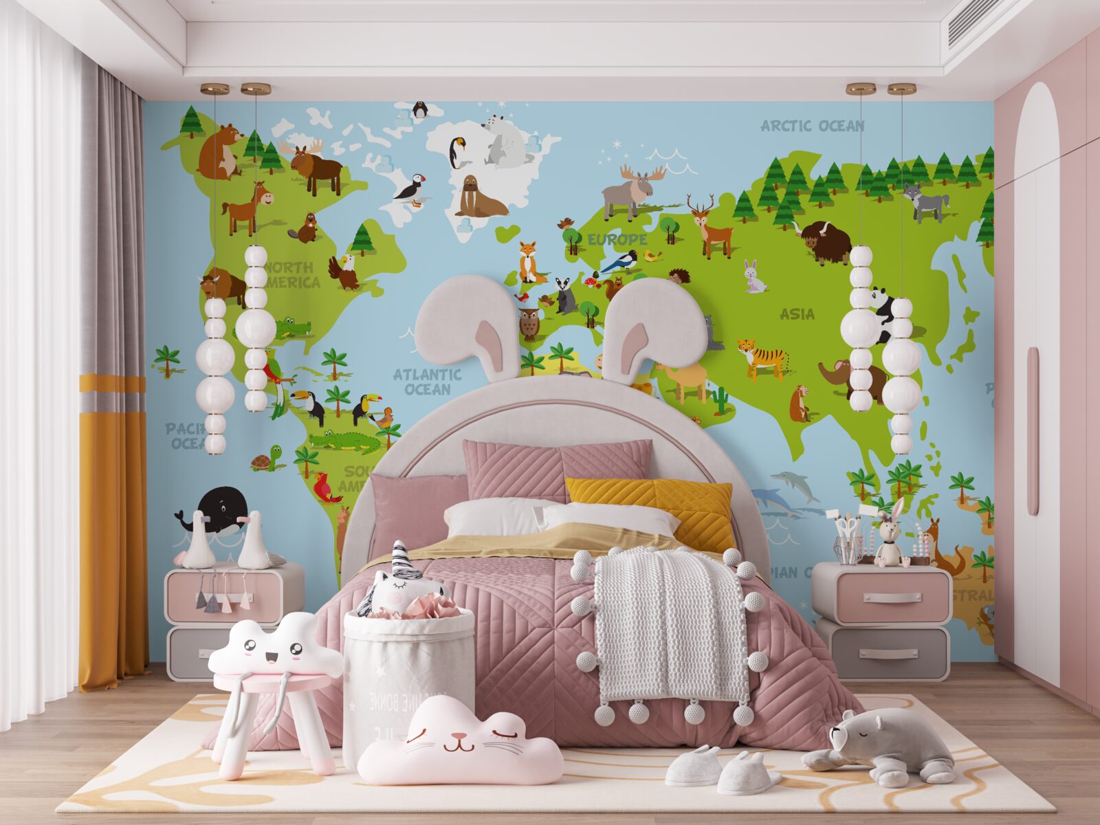 Fototapet continentele și principalii lor locuitori