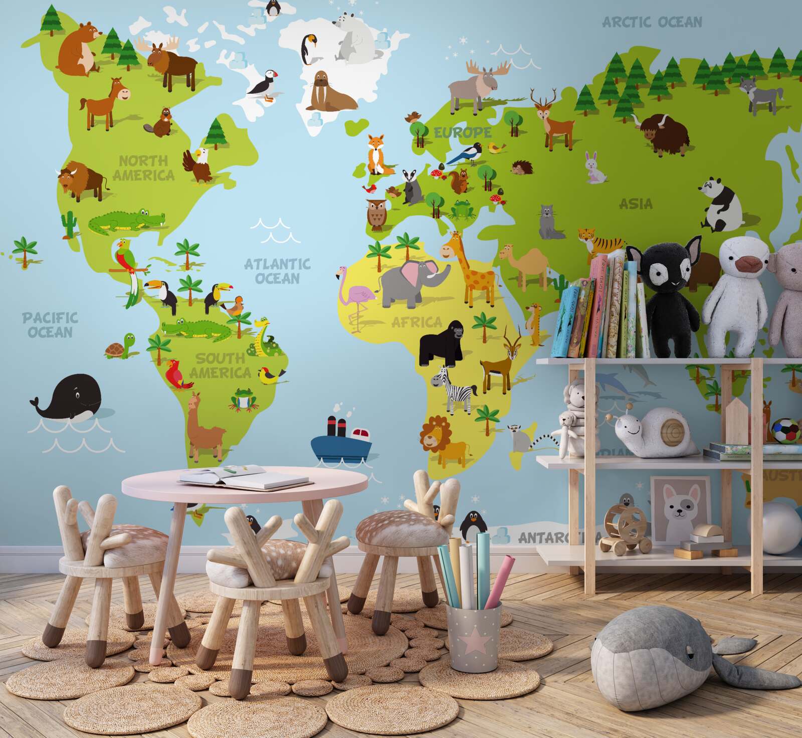 Fototapet continentele și principalii lor locuitori