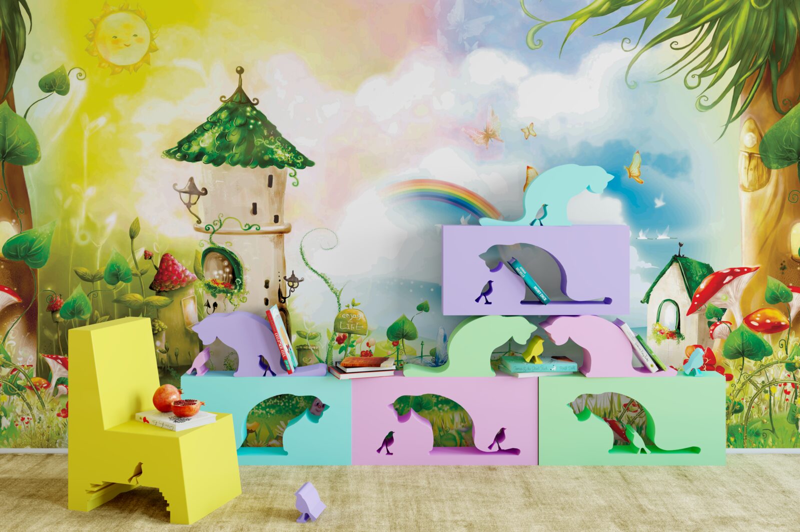 Fototapet turn care se înalță în pădure