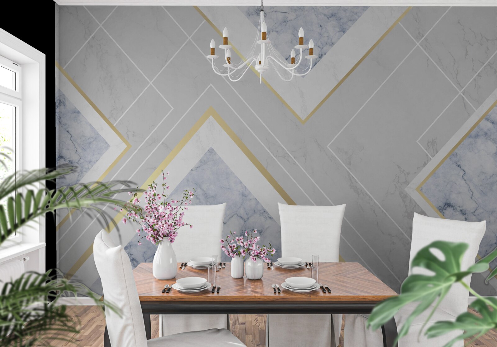 Fototapet modele geometric corecte pe o suprafață de marmură