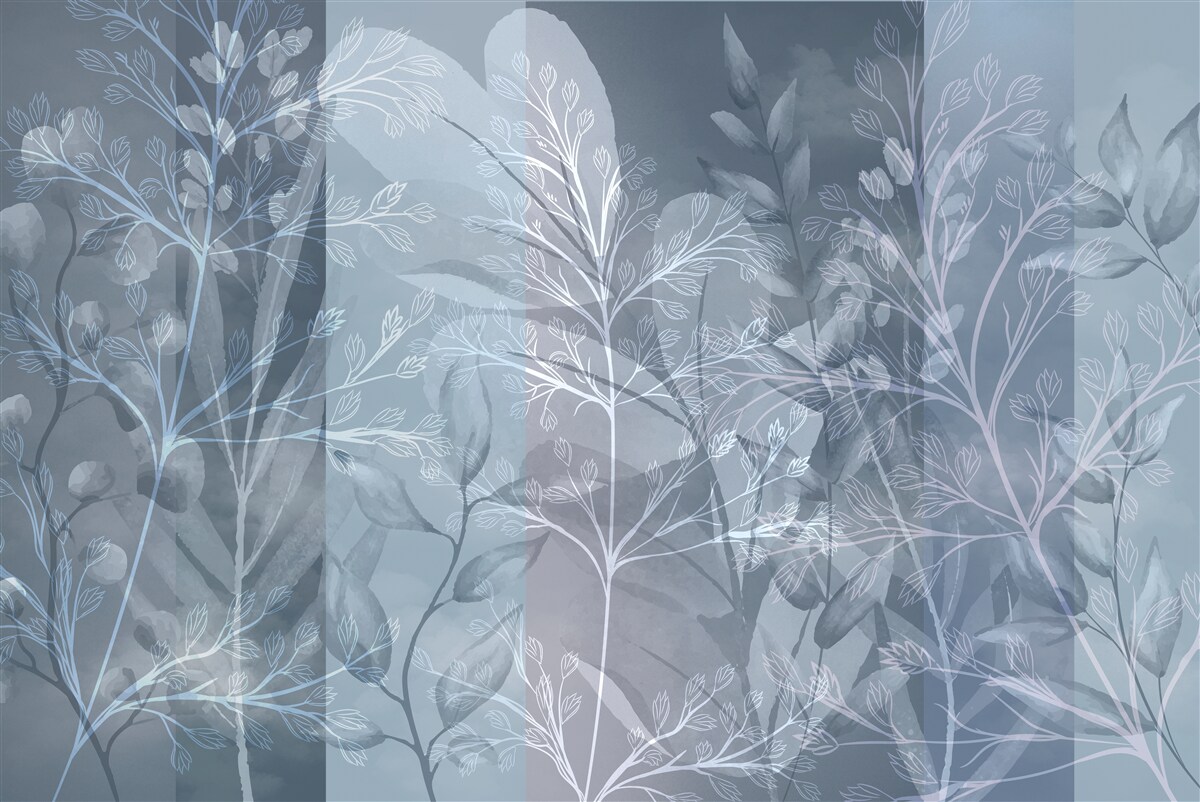 Fototapet arbuști învăluiți în ceață în pădure